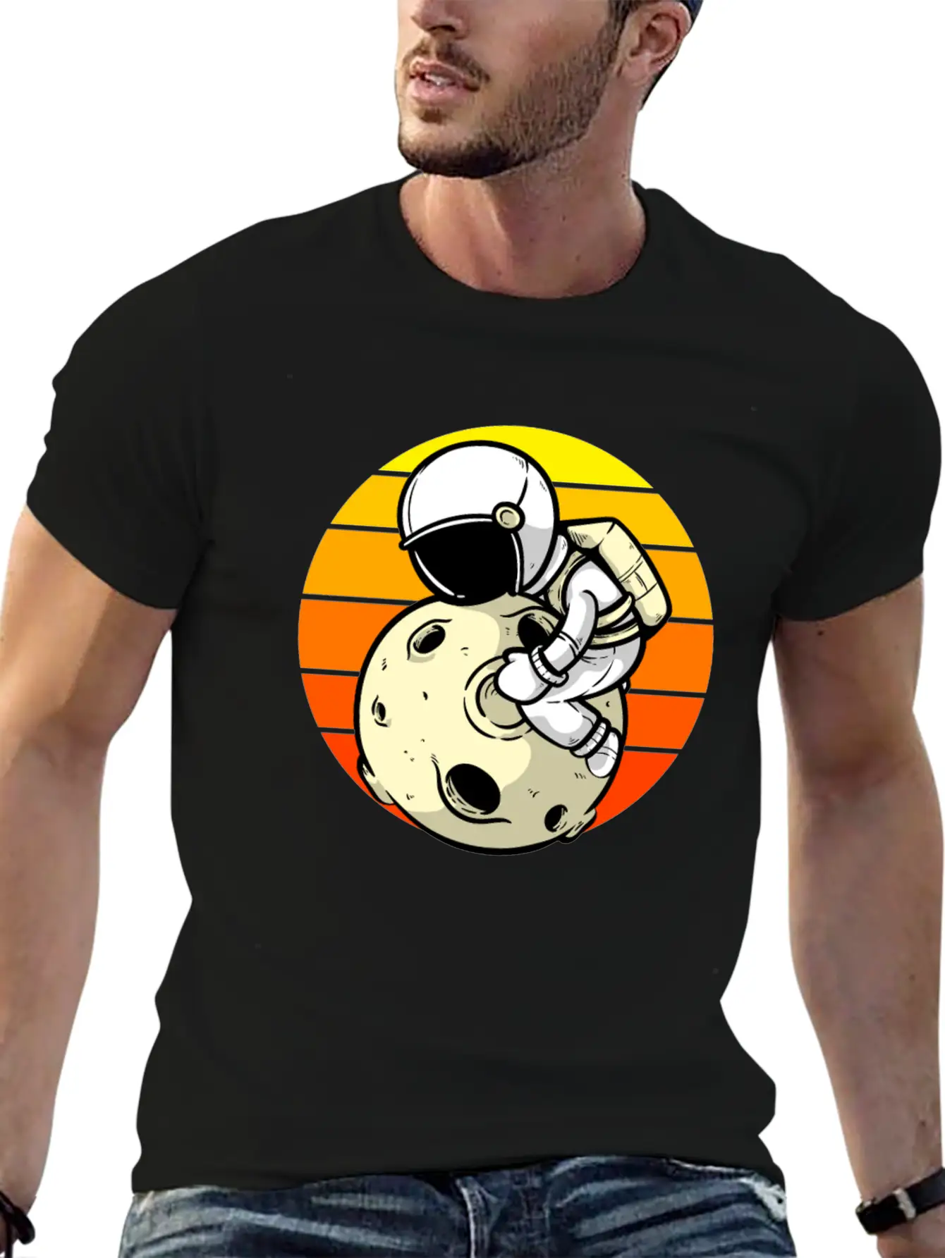Astronaut Sunset Planet Classic Cotton Tee – Unisex Comfort For Any Season