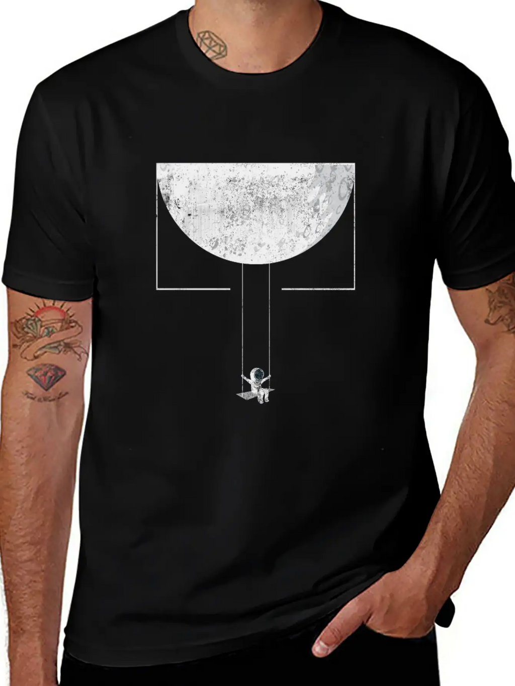 Astronaut With Swing In Space & Planets Modern Fit Casual T-Shirt – Clean And Versatile Design