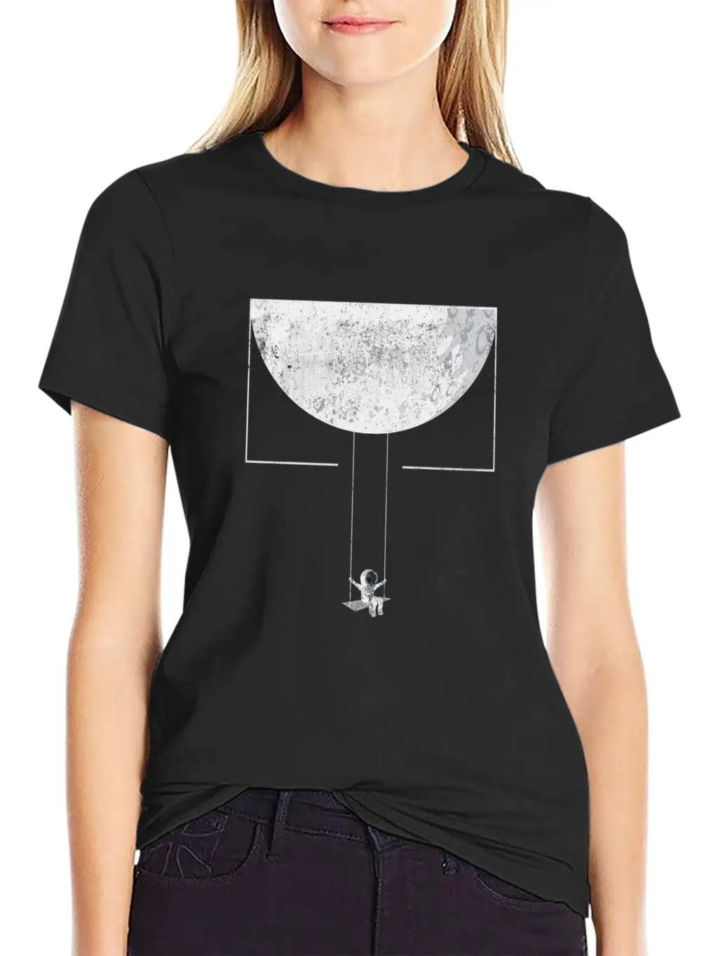 Astronaut With Swing In Space & Planets Modern Fit Casual T-Shirt – Clean And Versatile Design