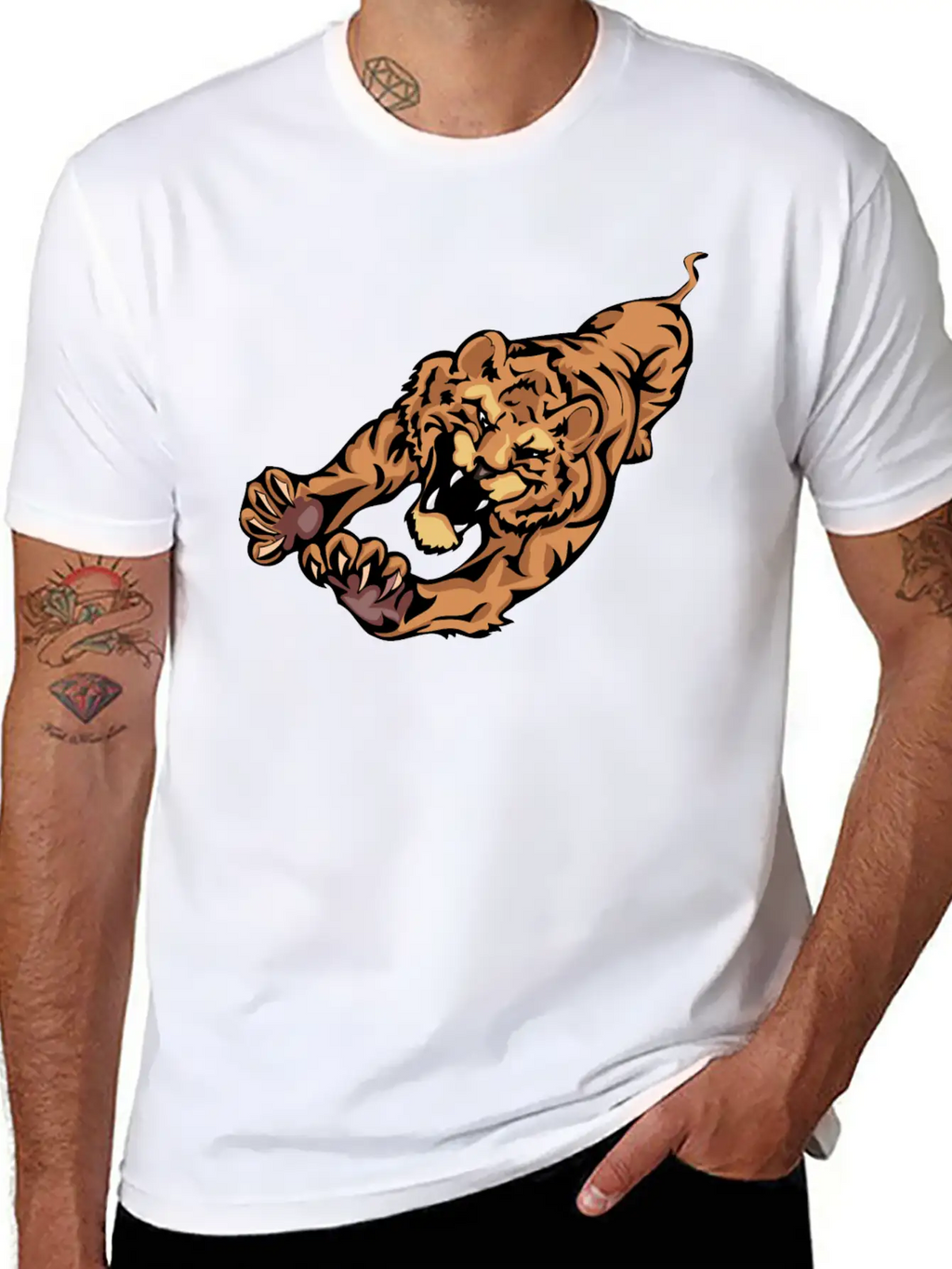 Attacking_lion_in_air Relaxed Everyday Tee – Lightweight And Durable Cotton