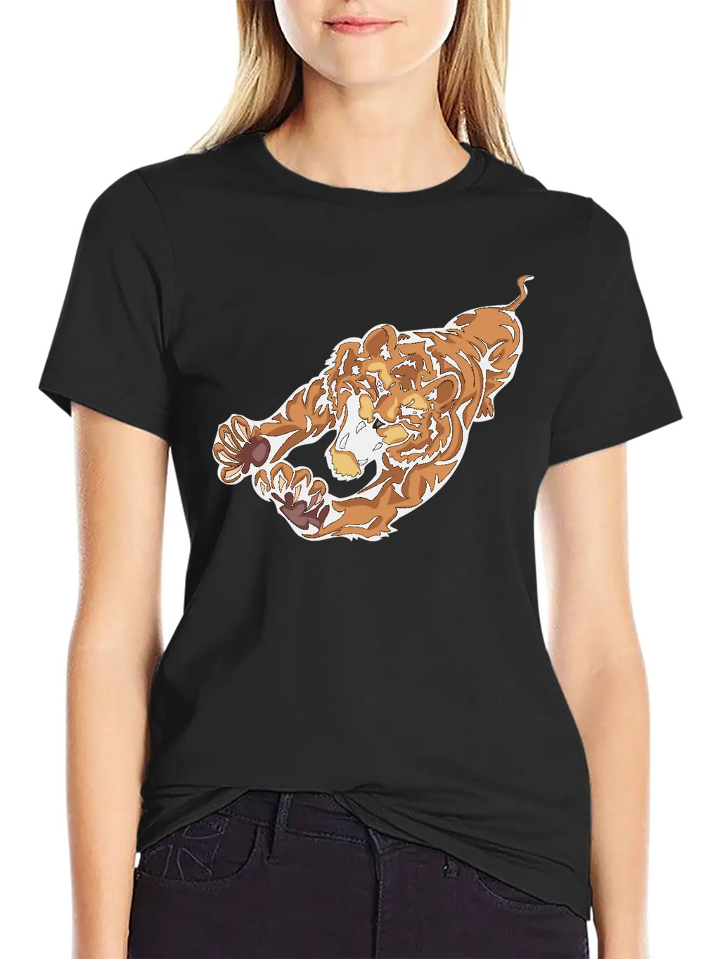 Attacking_lion_in_air Relaxed Everyday Tee – Lightweight And Durable Cotton