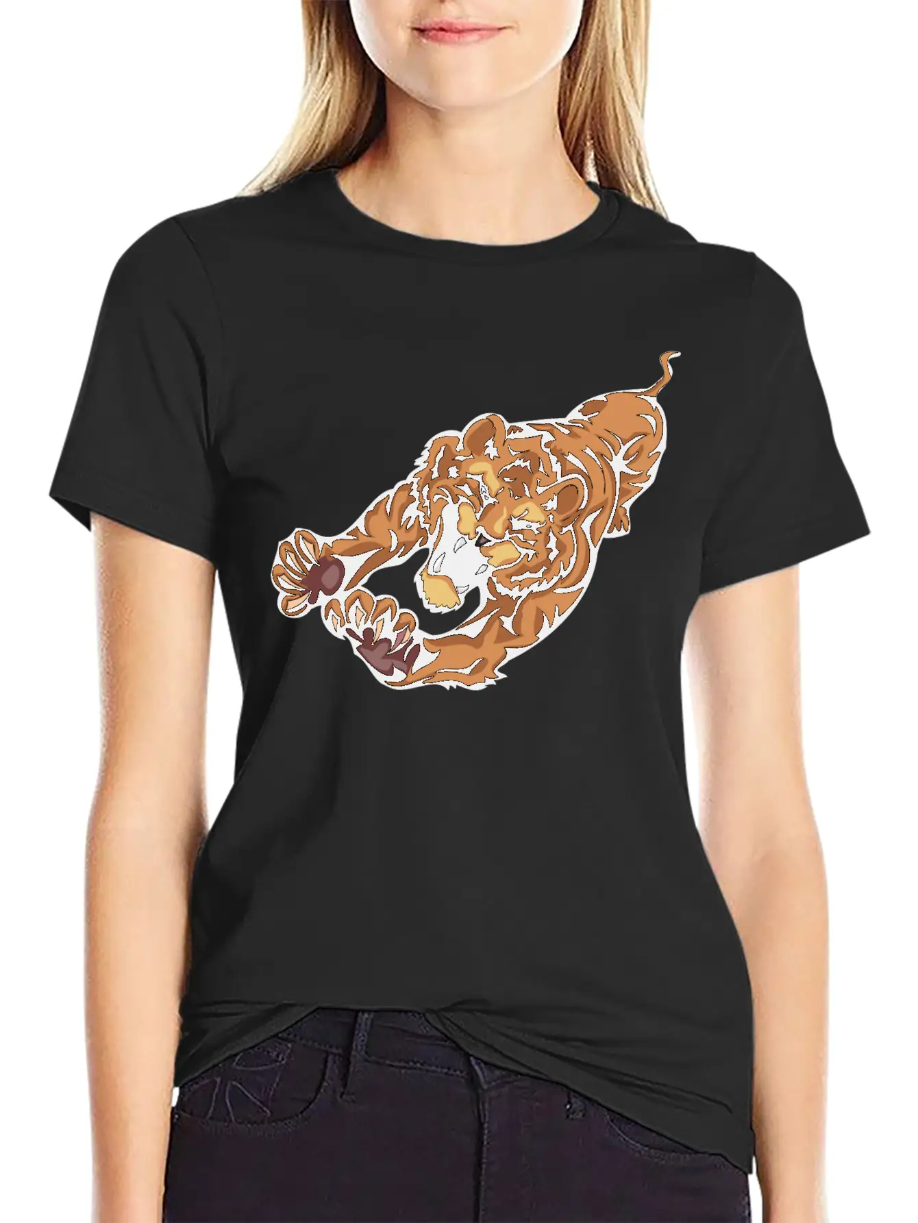 Attacking_lion_in_air Relaxed Everyday Tee – Lightweight And Durable Cotton