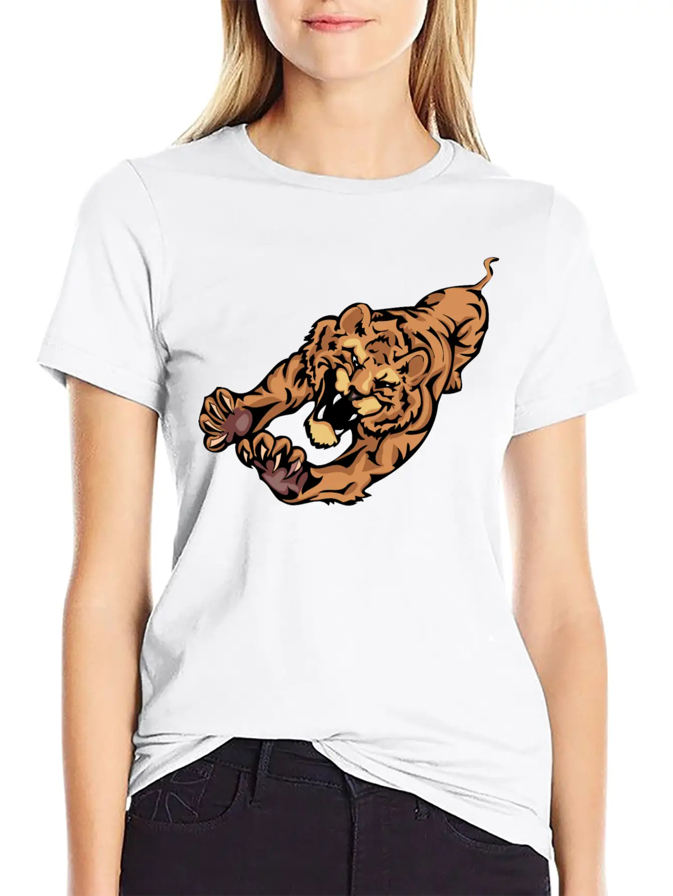 Attacking_lion_in_air Relaxed Everyday Tee – Lightweight And Durable Cotton