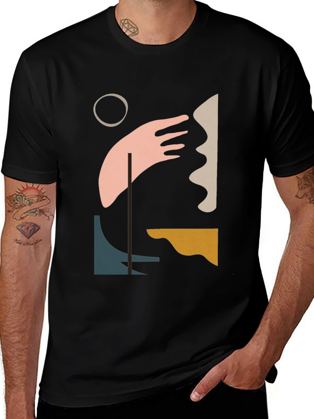 Abstract Art Graphic Tee - Modern Black T-Shirt