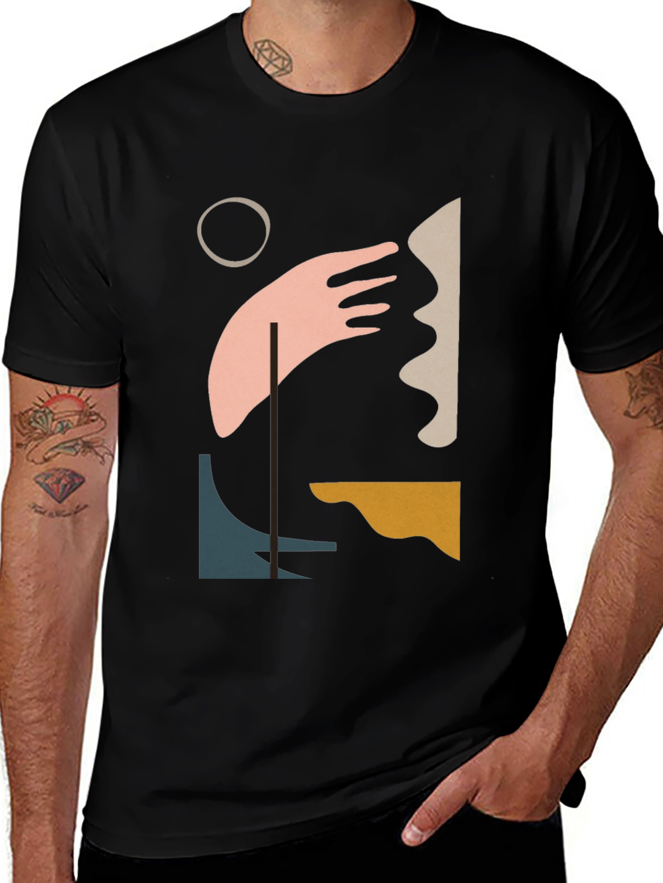 Abstract Art Graphic Tee - Modern Black T-Shirt