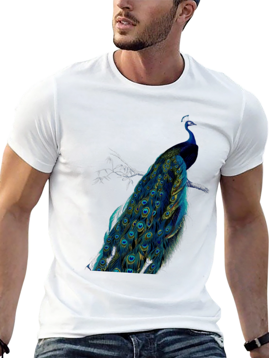 Peacock Graphic Tee - Mens Black T-Shirt