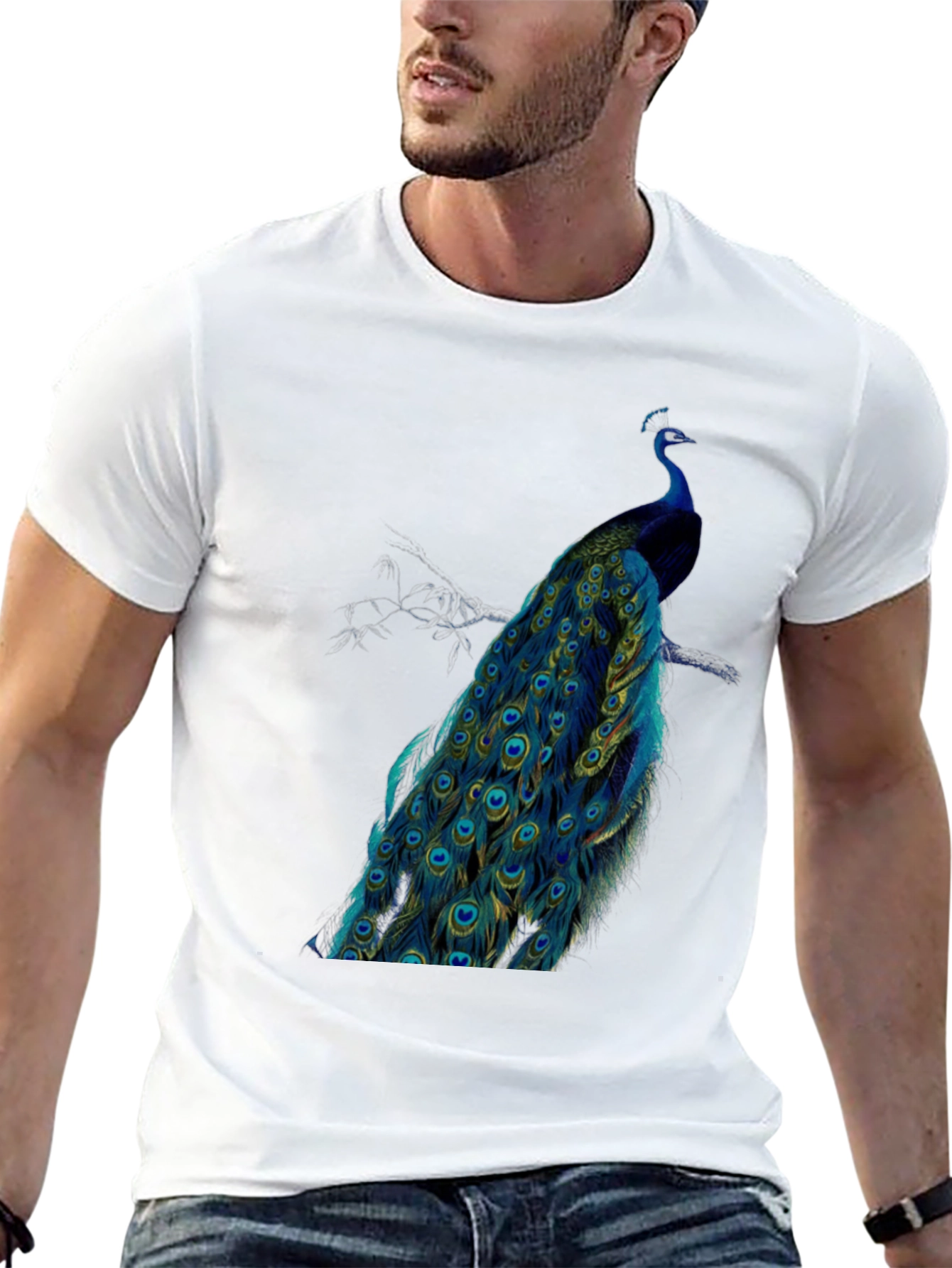 Peacock Graphic Tee - Mens Black T-Shirt