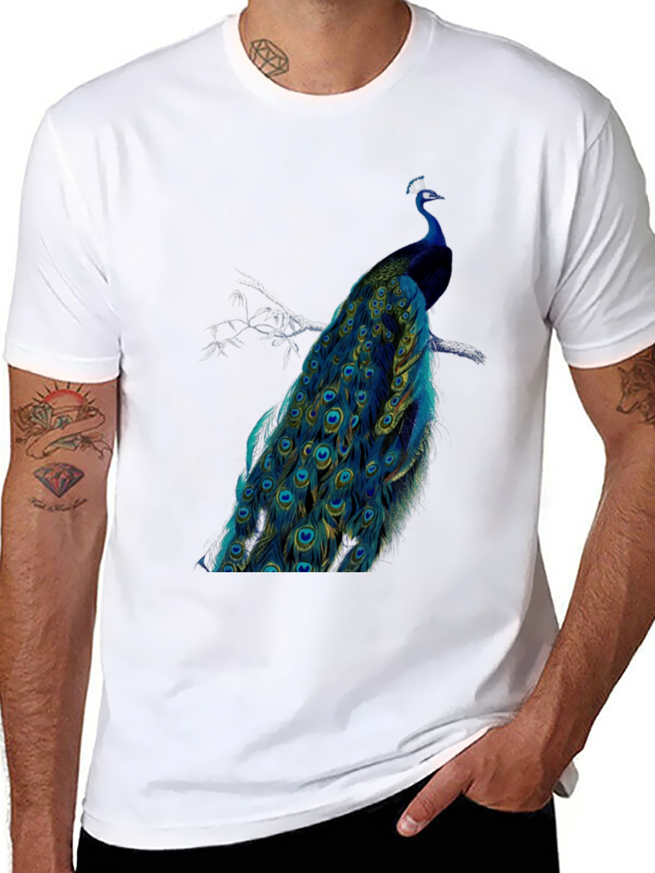 Peacock Graphic Tee - Mens Black T-Shirt