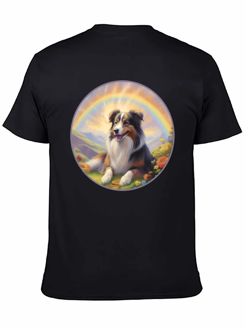 Australian Shepherd Aussie Memorial Rainbow Basic Graphic T-Shirt – Daily Comfort In Soft Cotton