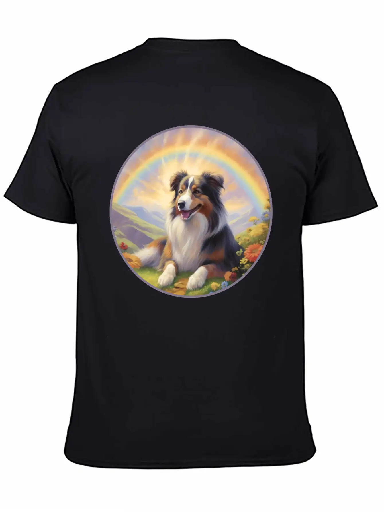 Australian Shepherd Aussie Memorial Rainbow Basic Graphic T-Shirt – Daily Comfort In Soft Cotton
