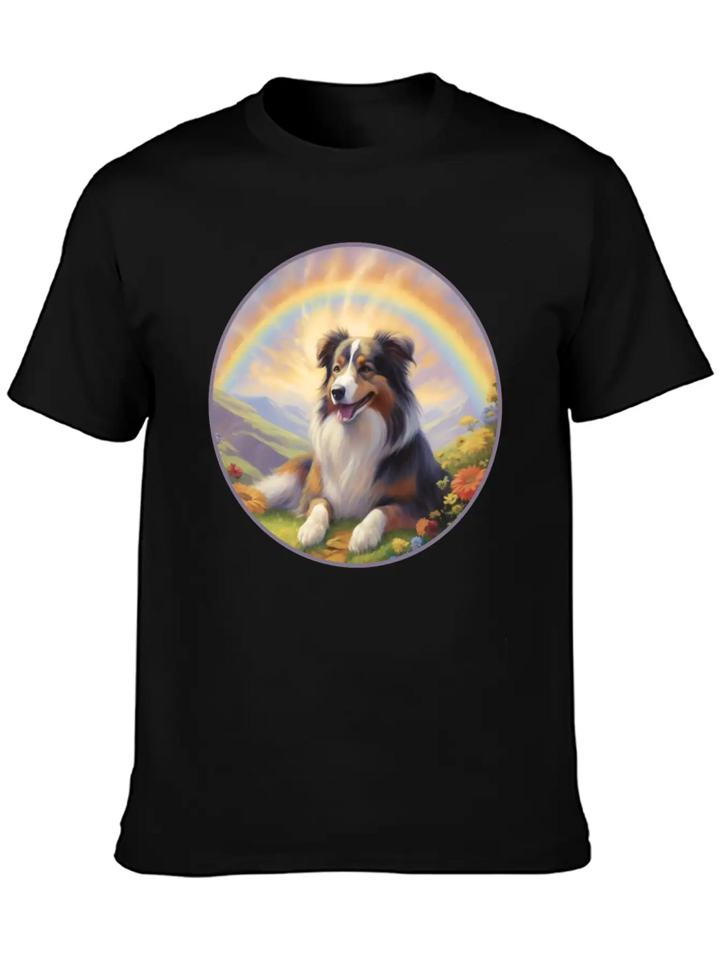 Australian Shepherd Aussie Memorial Rainbow Basic Graphic T-Shirt – Daily Comfort In Soft Cotton