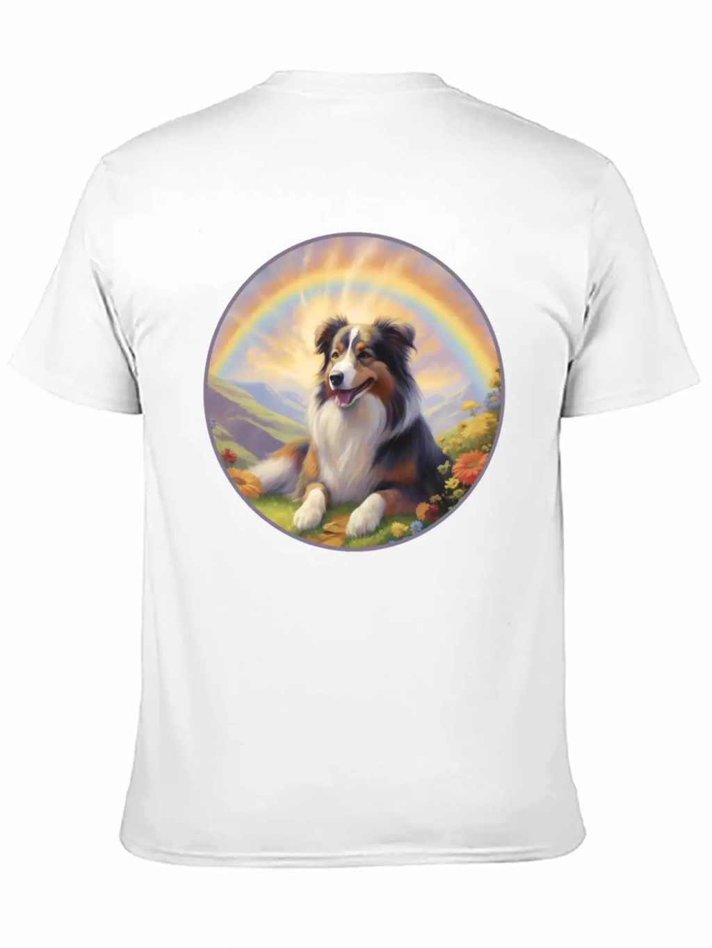Australian Shepherd Aussie Memorial Rainbow Basic Graphic T-Shirt – Daily Comfort In Soft Cotton