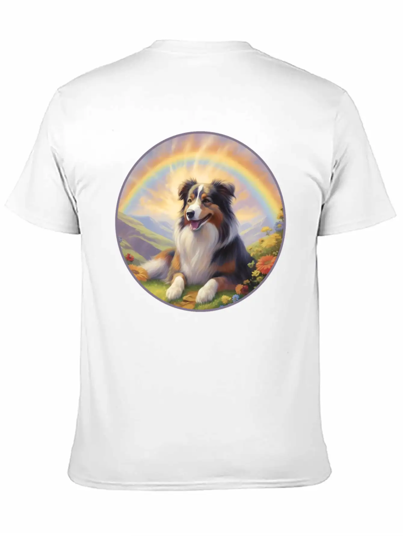 Australian Shepherd Aussie Memorial Rainbow Basic Graphic T-Shirt – Daily Comfort In Soft Cotton