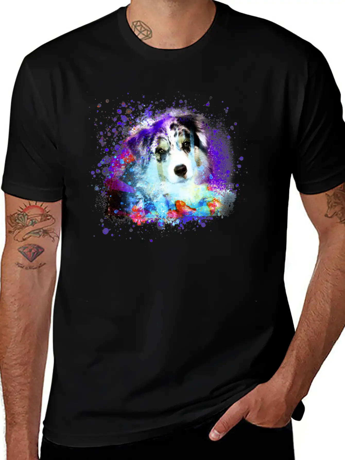 Australian Shepherd ,painting, Colorful, Graffiti Classic Cotton Tee – Unisex Comfort For Any Season