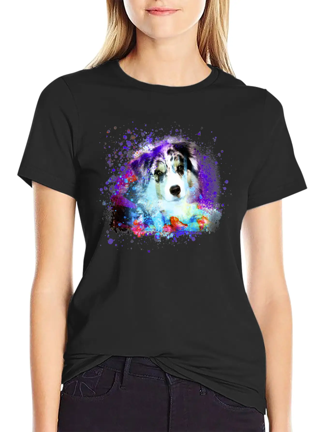Australian Shepherd ,painting, Colorful, Graffiti Classic Cotton Tee – Unisex Comfort For Any Season