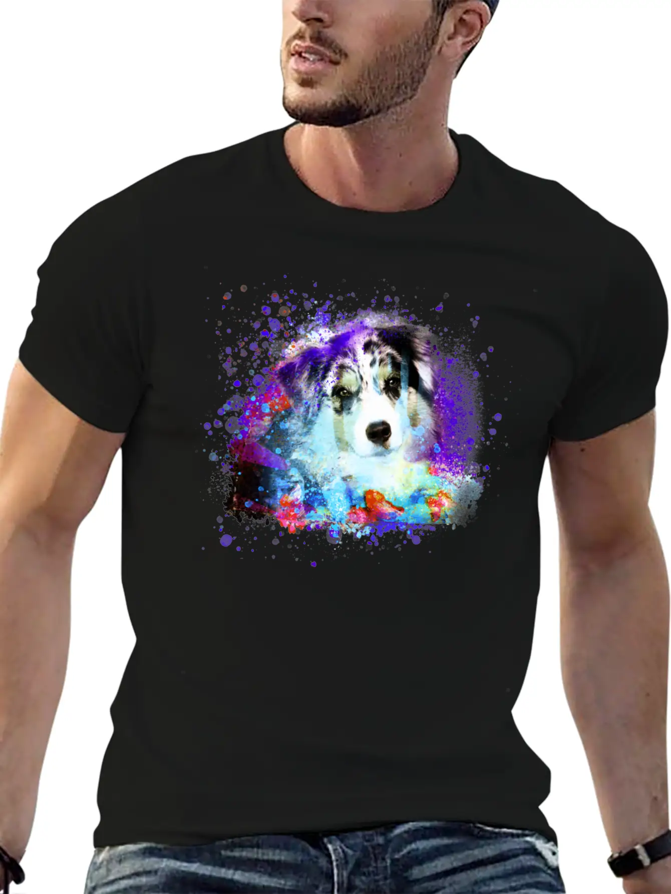 Australian Shepherd ,painting, Colorful, Graffiti Classic Cotton Tee – Unisex Comfort For Any Season