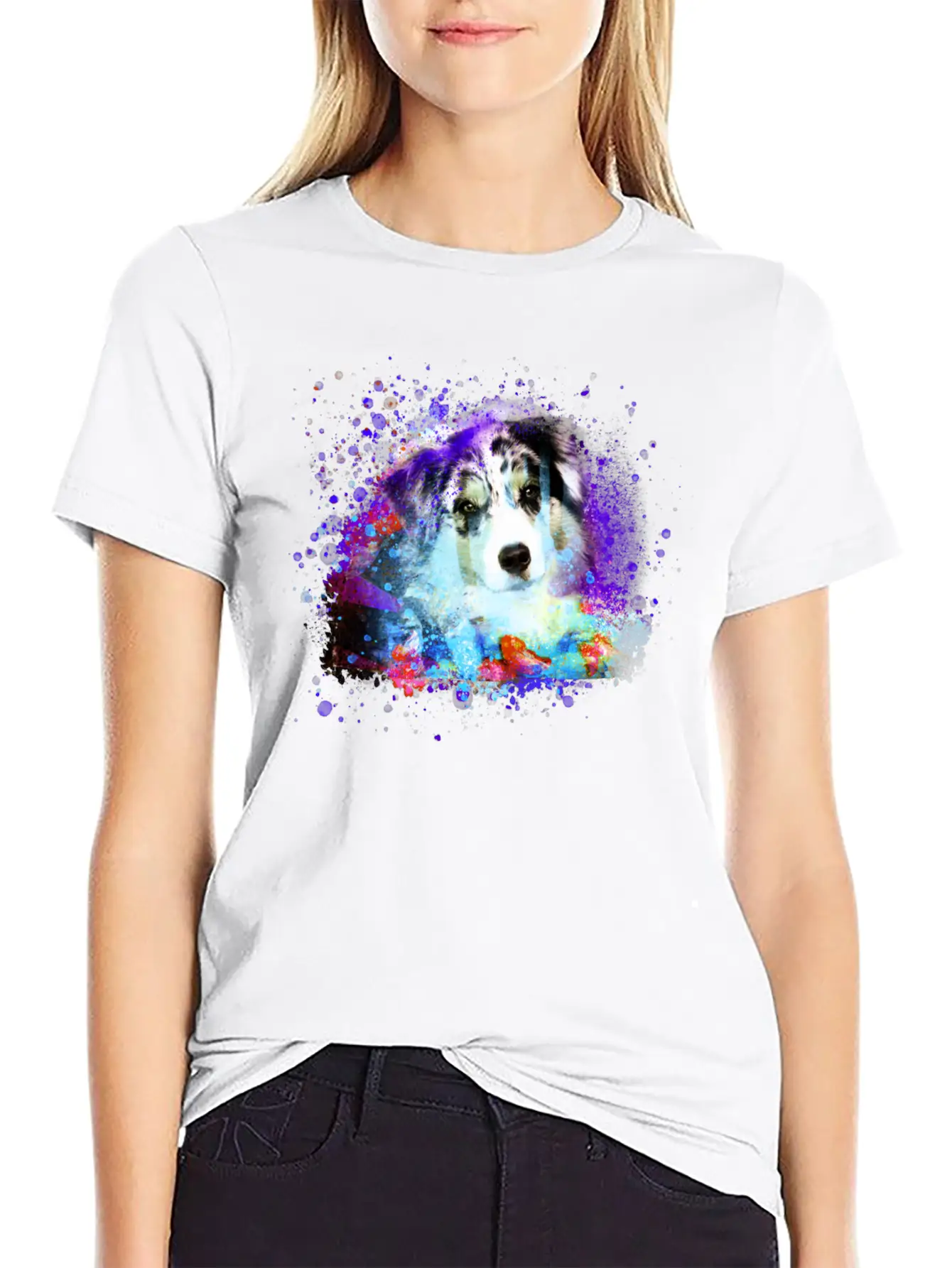 Australian Shepherd ,painting, Colorful, Graffiti Classic Cotton Tee – Unisex Comfort For Any Season