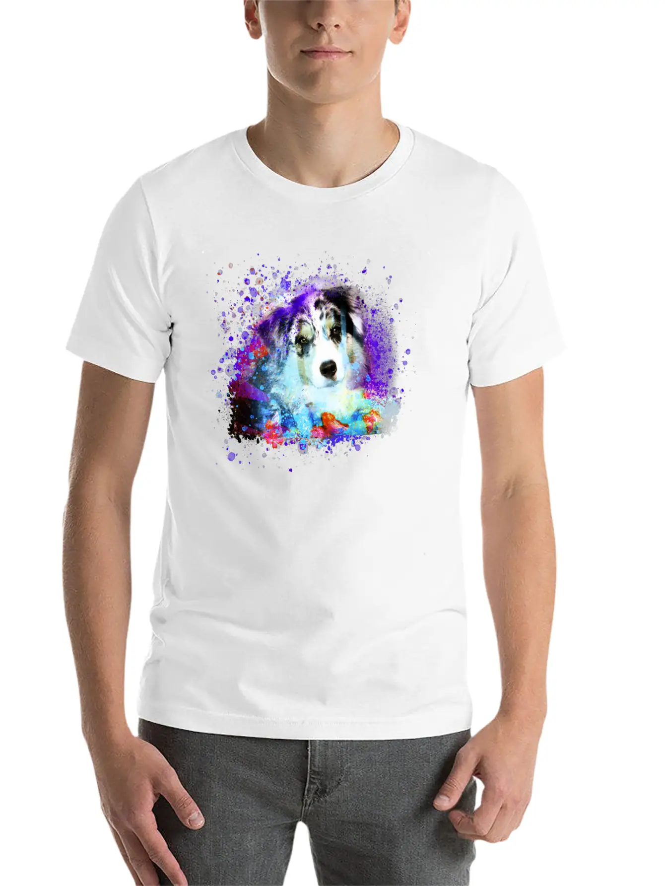 Australian Shepherd ,painting, Colorful, Graffiti Classic Cotton Tee – Unisex Comfort For Any Season
