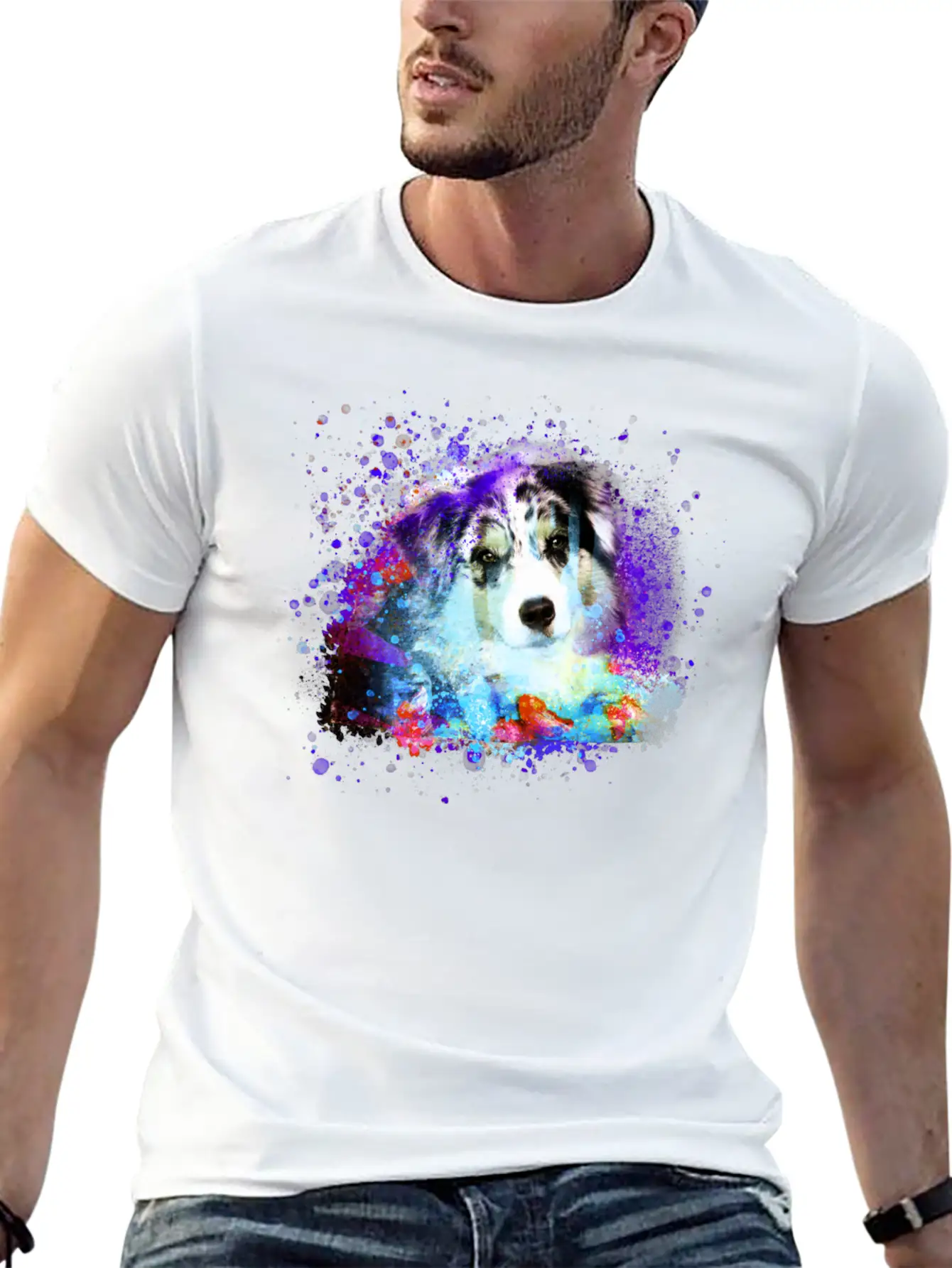 Australian Shepherd ,painting, Colorful, Graffiti Classic Cotton Tee – Unisex Comfort For Any Season