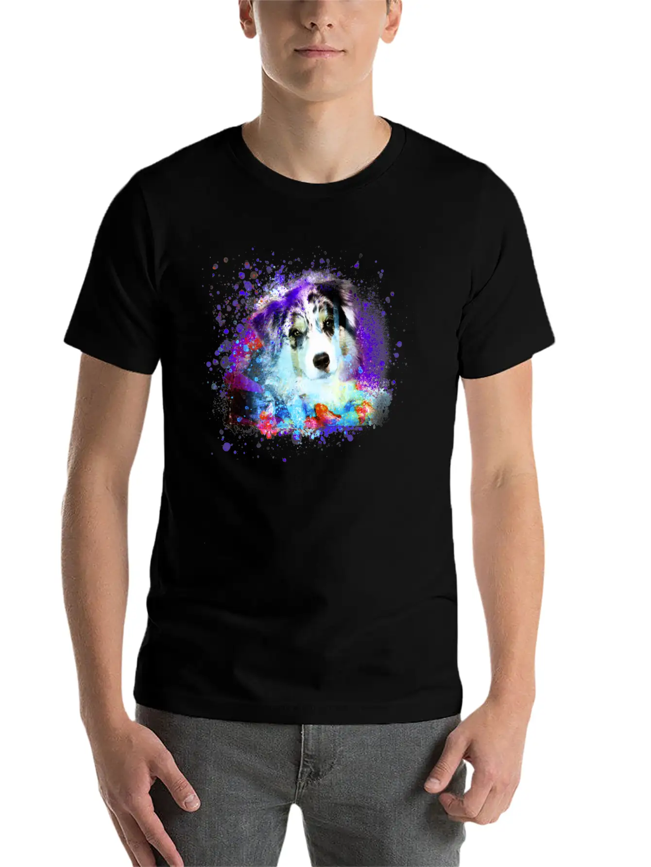 Australian Shepherd ,painting, Colorful, Graffiti Classic Cotton Tee – Unisex Comfort For Any Season