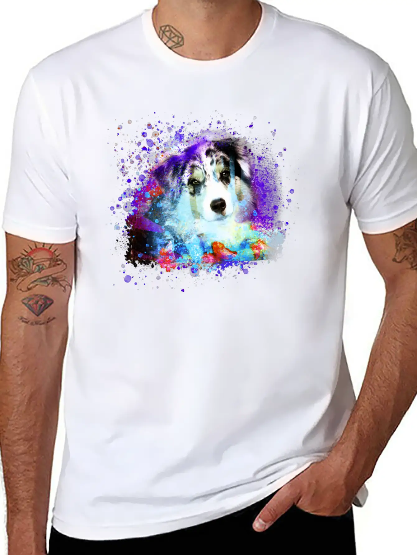 Australian Shepherd ,painting, Colorful, Graffiti Classic Cotton Tee – Unisex Comfort For Any Season
