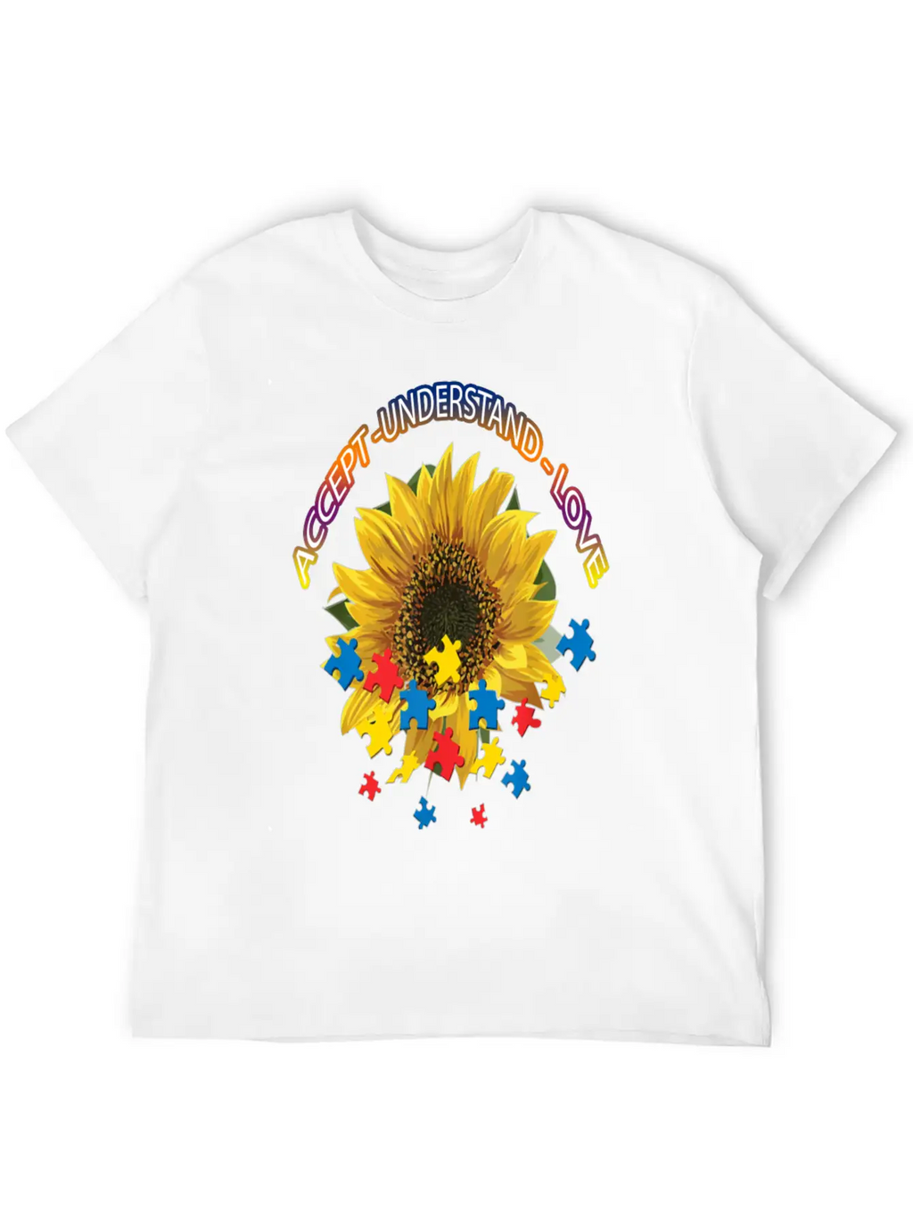 Autism Awareness Autism Awareness Sunflower Breathable Graphic T-Shirt – Perfect For Casual Days