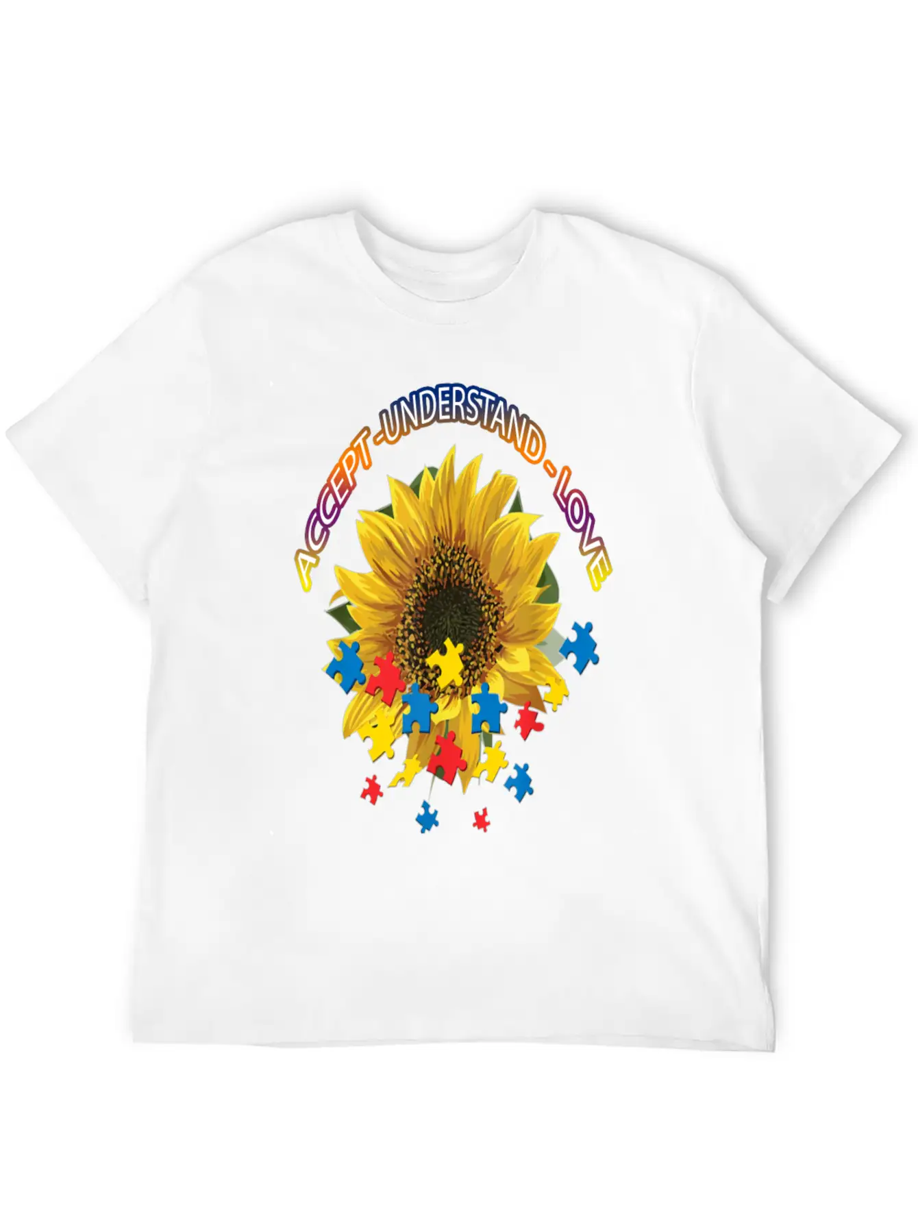 Autism Awareness Autism Awareness Sunflower Breathable Graphic T-Shirt – Perfect For Casual Days