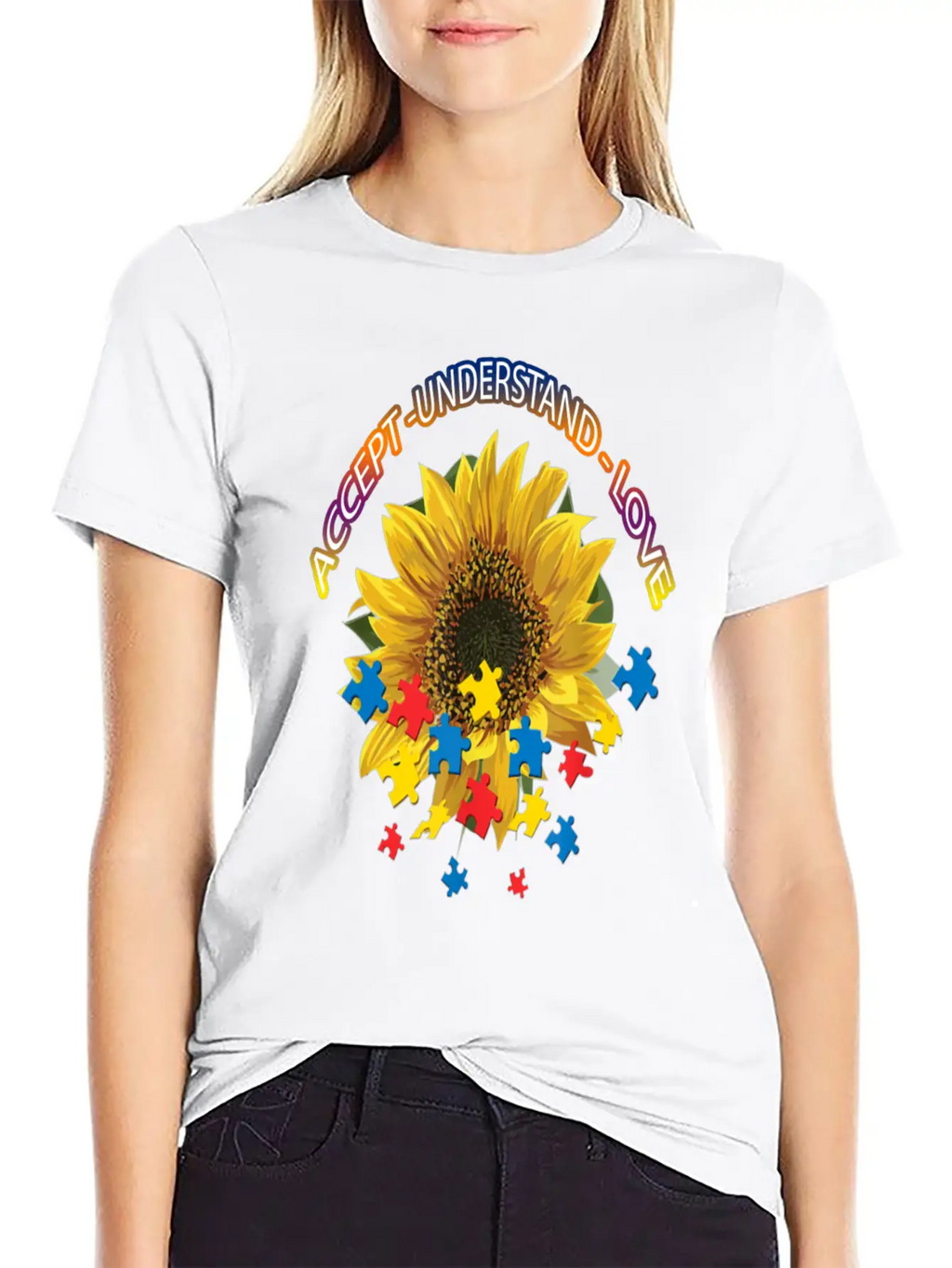 Autism Awareness Autism Awareness Sunflower Breathable Graphic T-Shirt – Perfect For Casual Days
