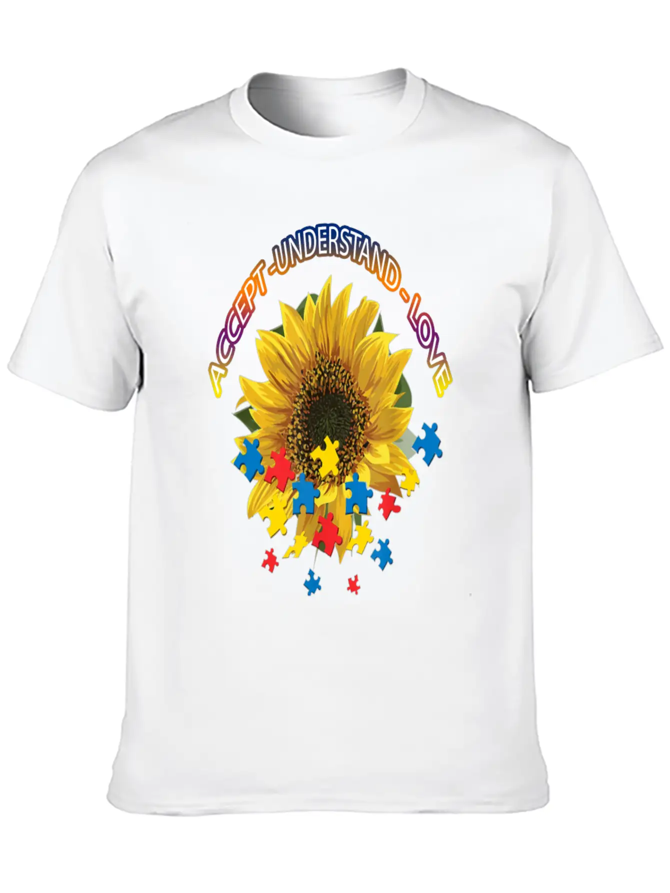 Autism Awareness Autism Awareness Sunflower Breathable Graphic T-Shirt – Perfect For Casual Days