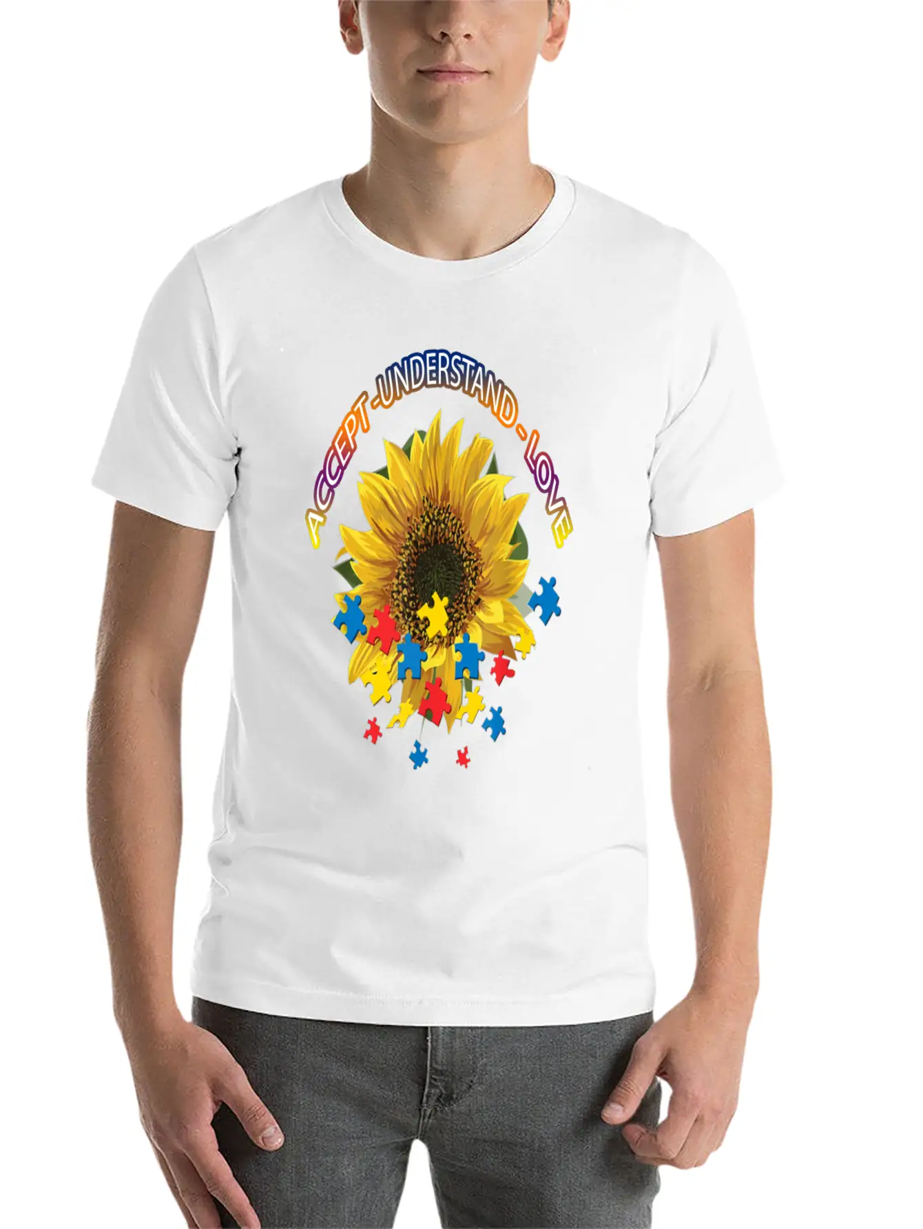 Autism Awareness Autism Awareness Sunflower Breathable Graphic T-Shirt – Perfect For Casual Days