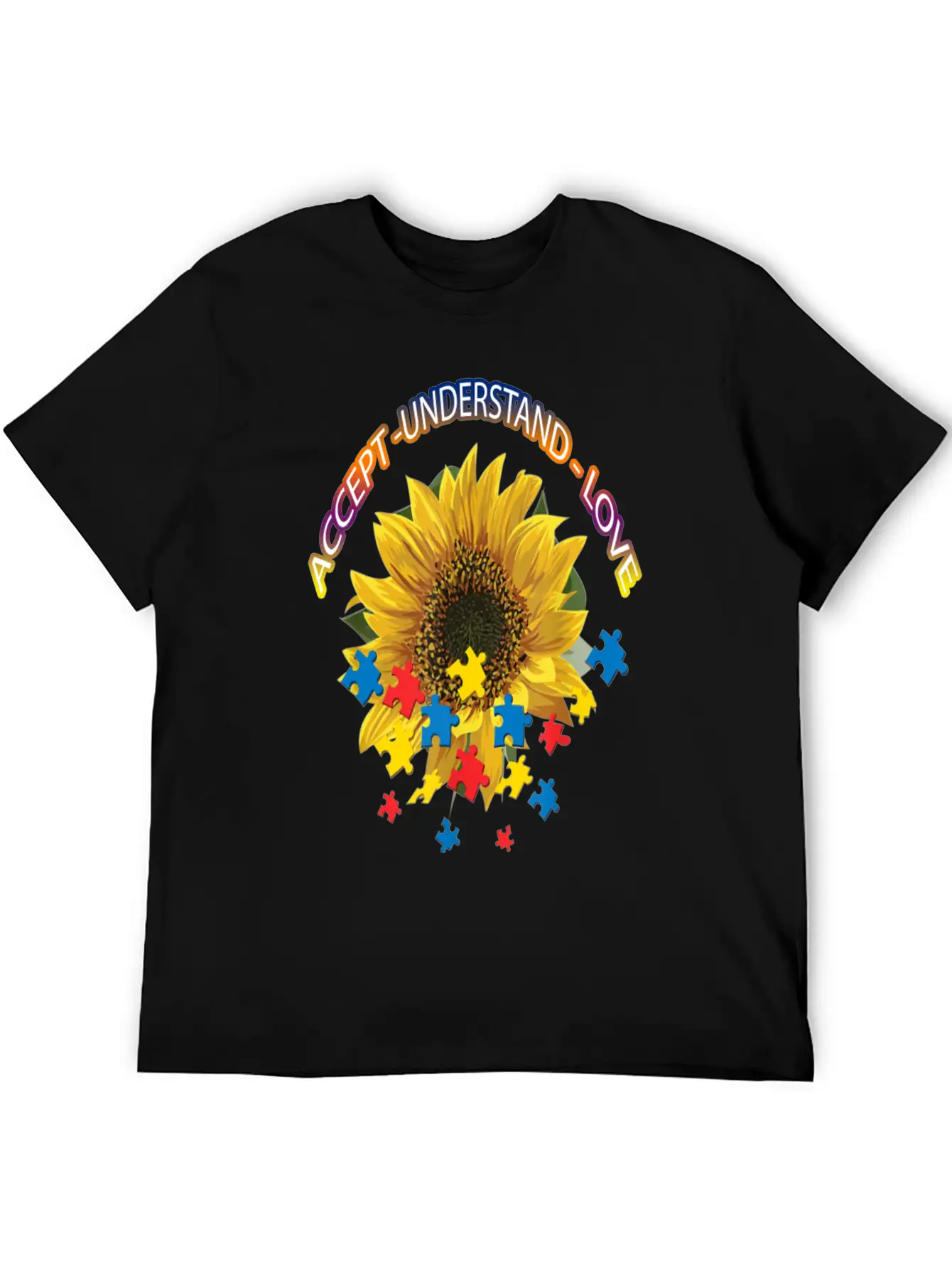 Autism Awareness Autism Awareness Sunflower Breathable Graphic T-Shirt – Perfect For Casual Days