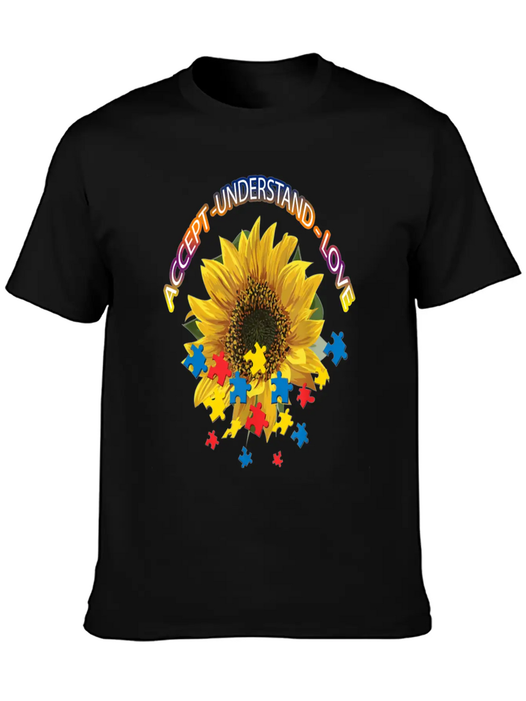 Autism Awareness Autism Awareness Sunflower Breathable Graphic T-Shirt – Perfect For Casual Days