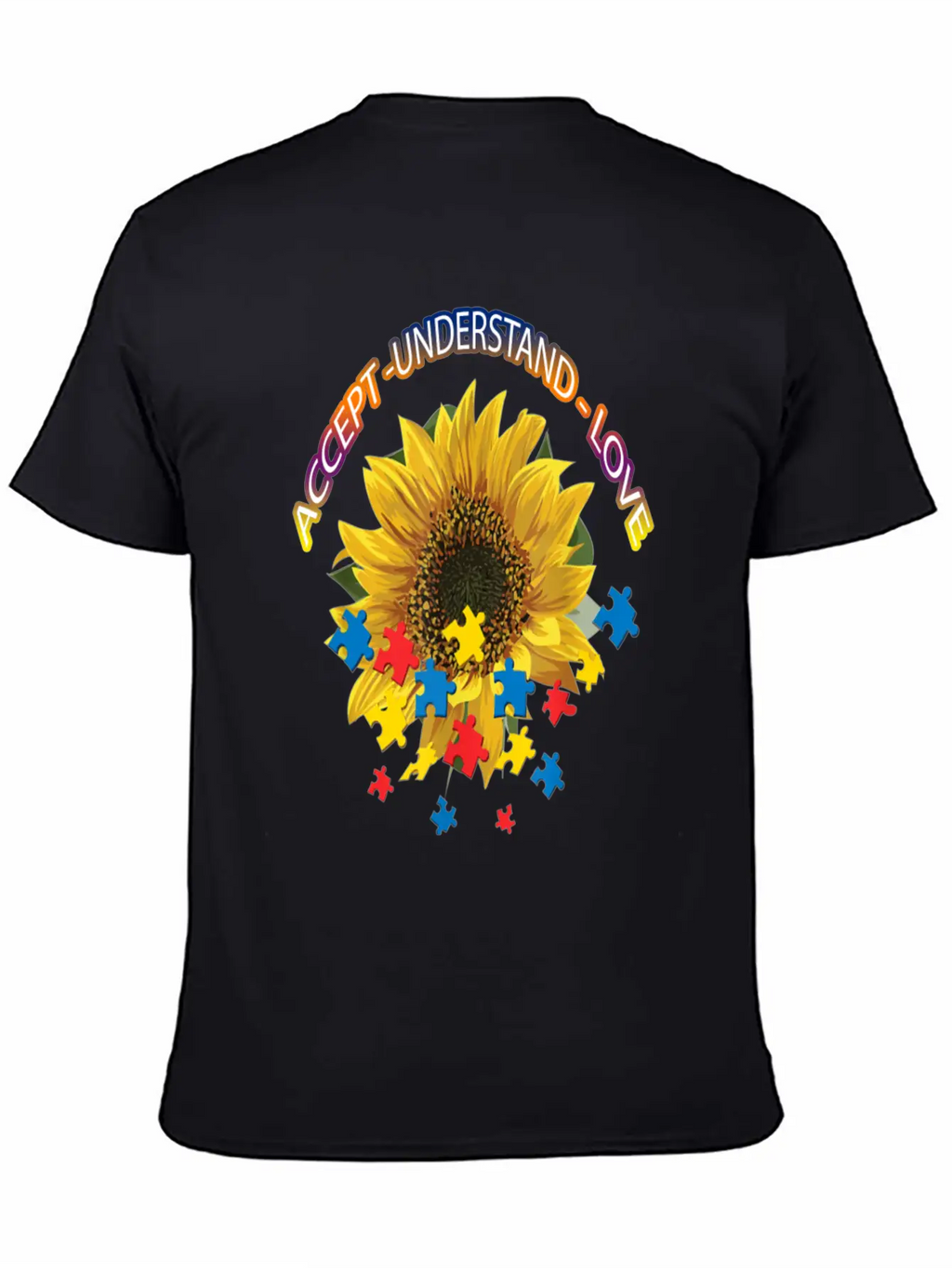 Autism Awareness Autism Awareness Sunflower Breathable Graphic T-Shirt – Perfect For Casual Days
