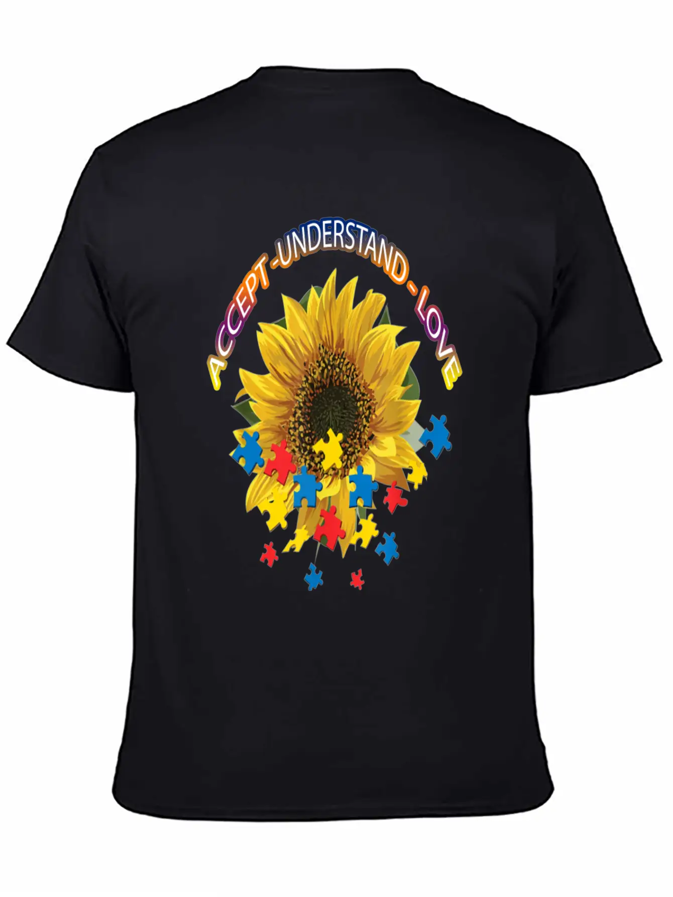 Autism Awareness Autism Awareness Sunflower Breathable Graphic T-Shirt – Perfect For Casual Days