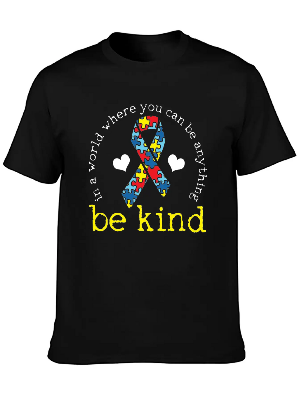 Autism Awareness Kindness Puzzle Ribbon Heart Classic Cotton Tee – Unisex Comfort For Any Season