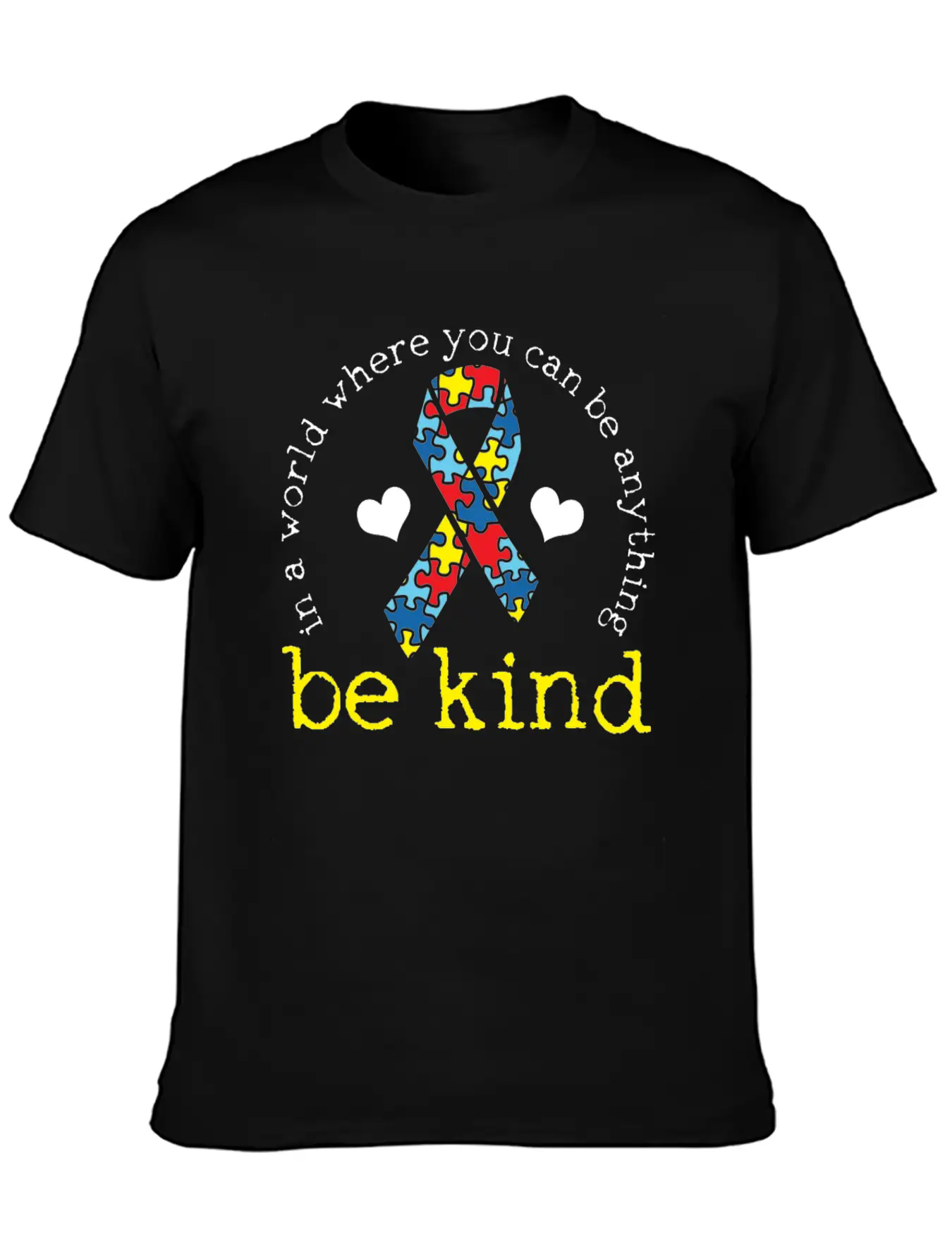 Autism Awareness Kindness Puzzle Ribbon Heart Classic Cotton Tee – Unisex Comfort For Any Season