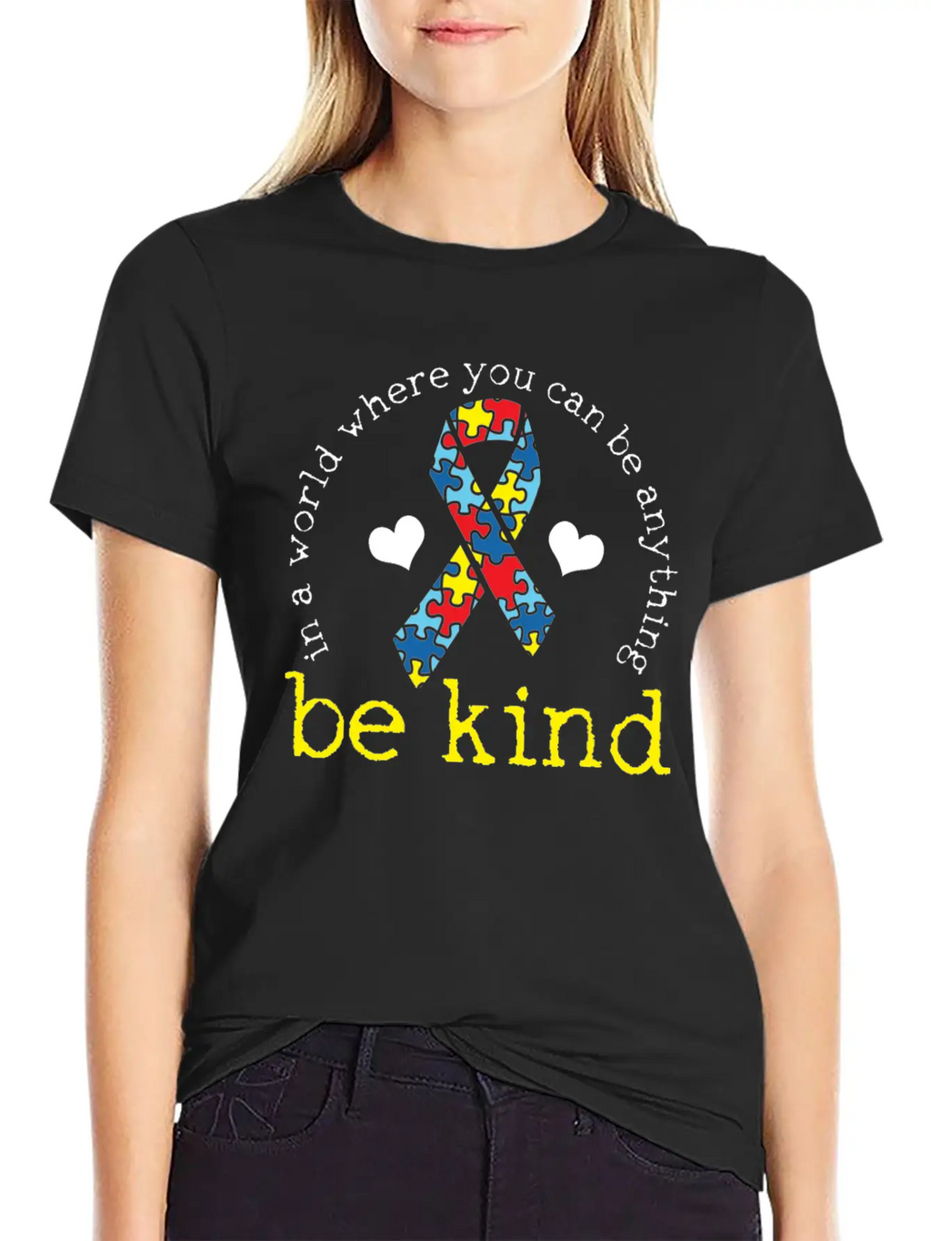 Autism Awareness Kindness Puzzle Ribbon Heart Classic Cotton Tee – Unisex Comfort For Any Season