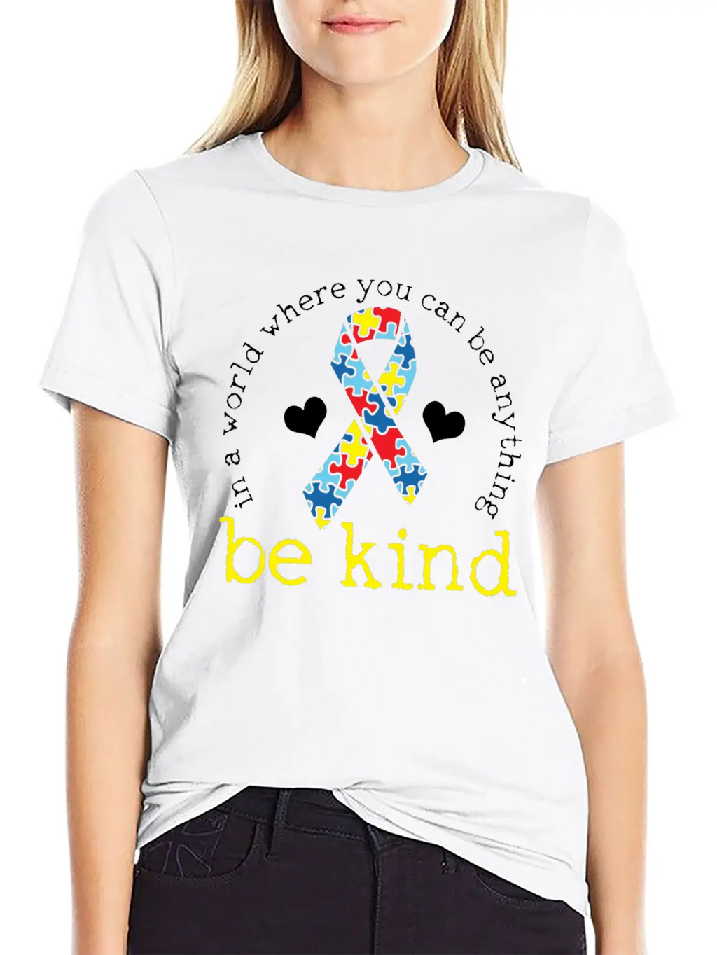 Autism Awareness Kindness Puzzle Ribbon Heart Classic Cotton Tee – Unisex Comfort For Any Season