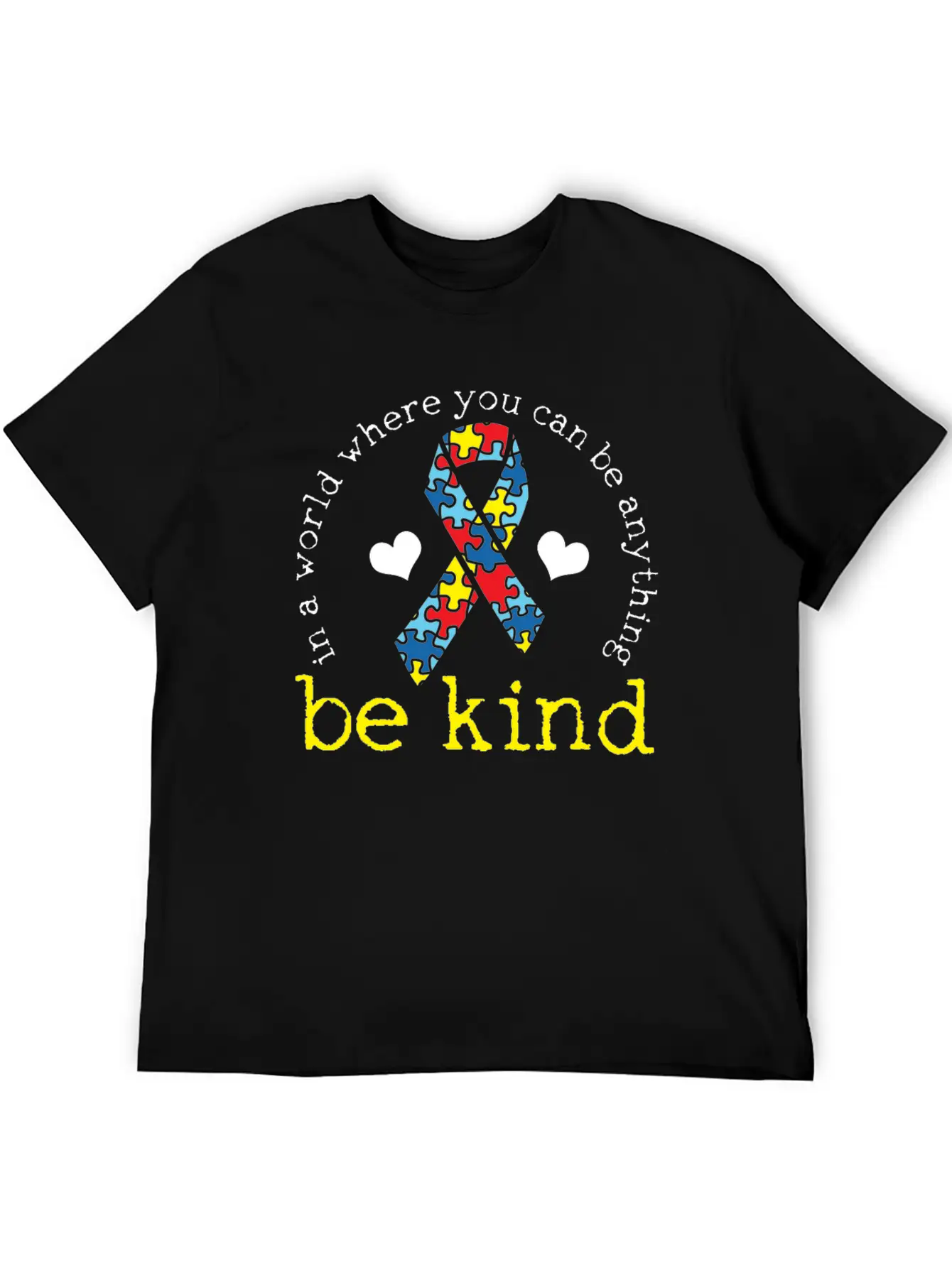Autism Awareness Kindness Puzzle Ribbon Heart Classic Cotton Tee – Unisex Comfort For Any Season
