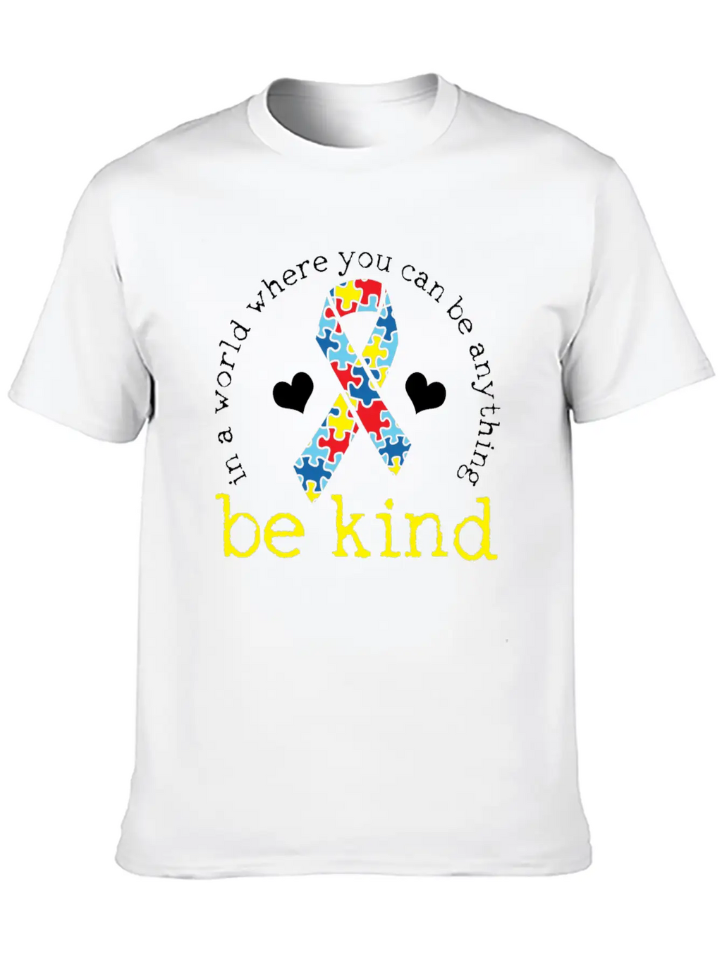 Autism Awareness Kindness Puzzle Ribbon Heart Classic Cotton Tee – Unisex Comfort For Any Season