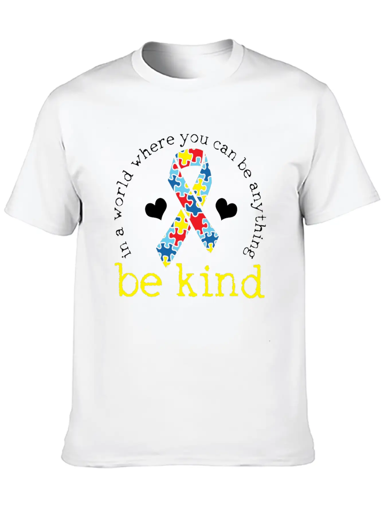 Autism Awareness Kindness Puzzle Ribbon Heart Classic Cotton Tee – Unisex Comfort For Any Season