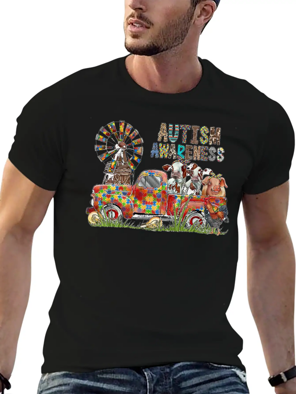 Autism Awareness Truck Unisex Casual T-Shirt – Clean Design For Daily Comfort