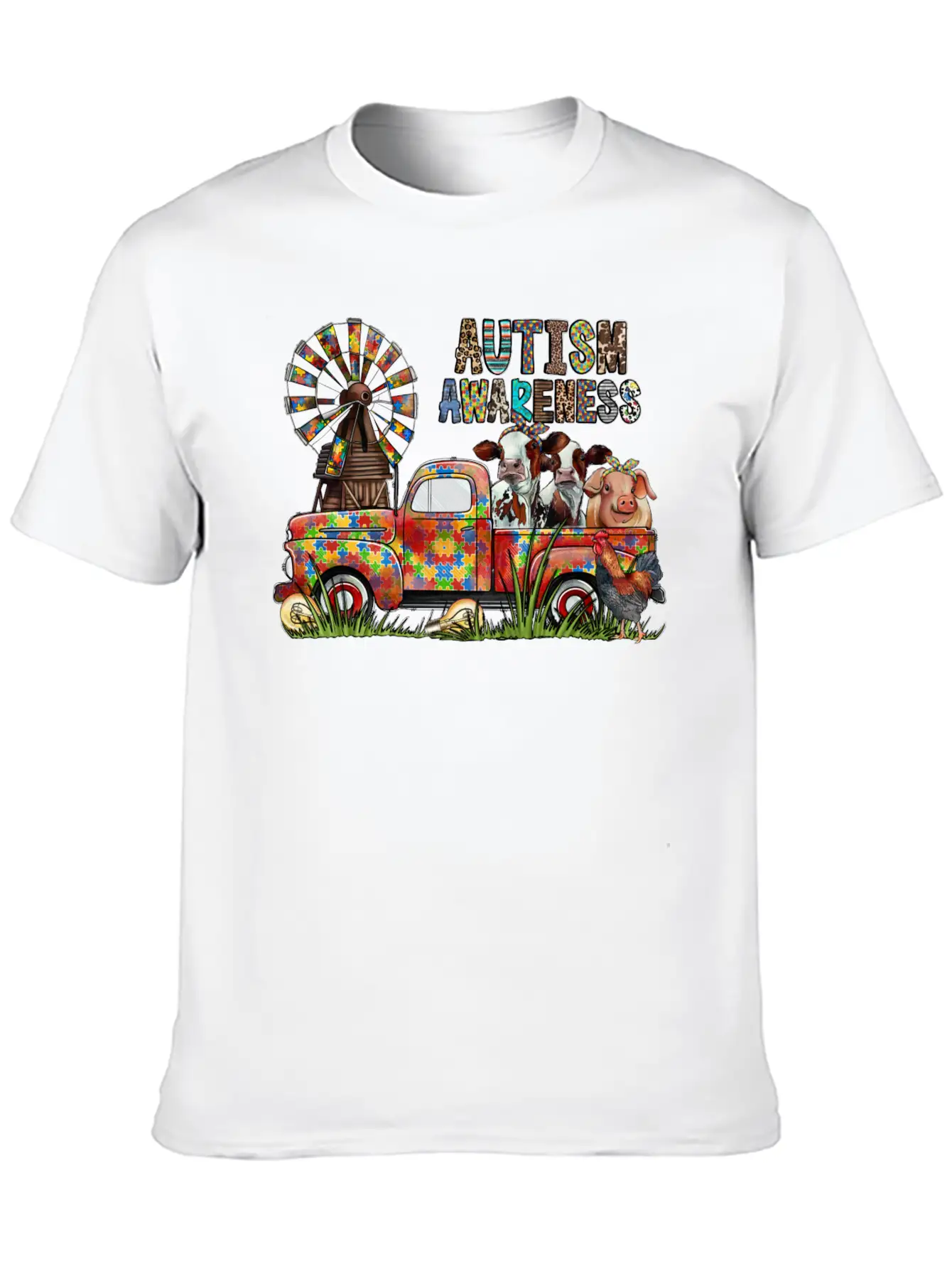 Autism Awareness Truck Unisex Casual T-Shirt – Clean Design For Daily Comfort