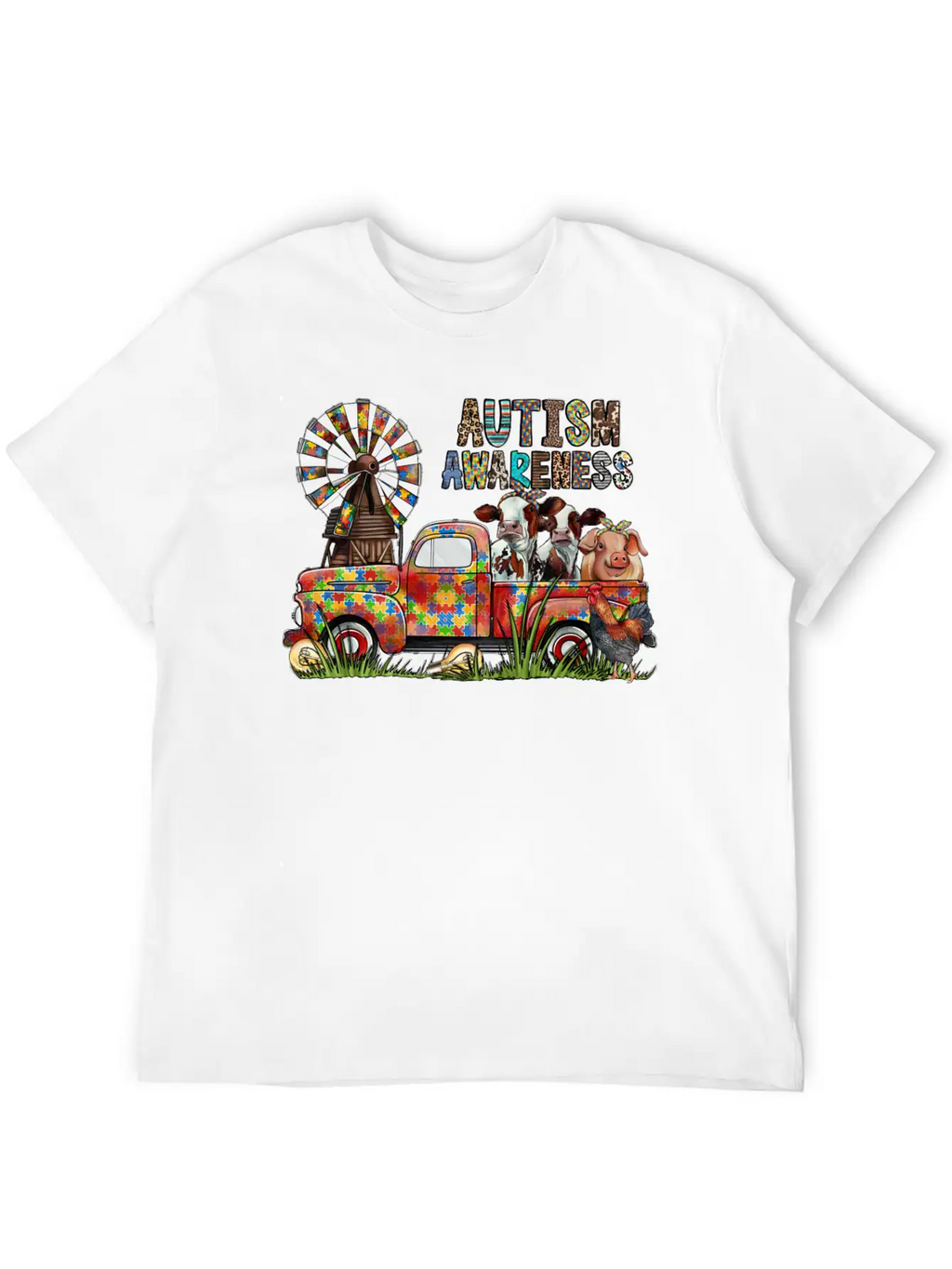 Autism Awareness Truck Unisex Casual T-Shirt – Clean Design For Daily Comfort