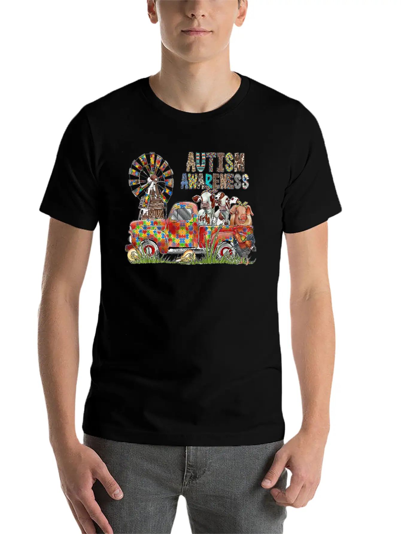 Autism Awareness Truck Unisex Casual T-Shirt – Clean Design For Daily Comfort