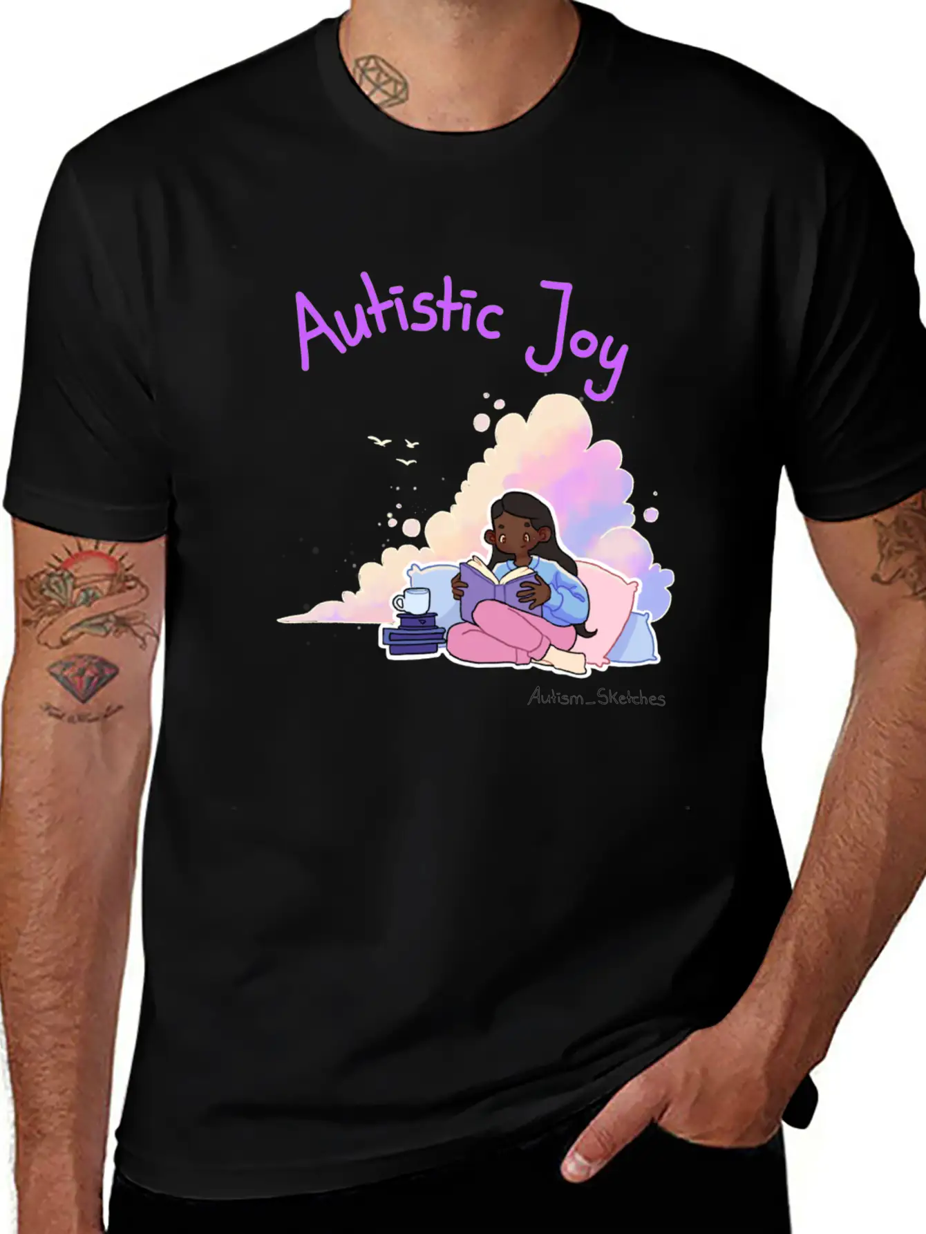 Autistic Joy Clouds Illustration Stylish Everyday T-Shirt – Unisex Basic Cotton Tee