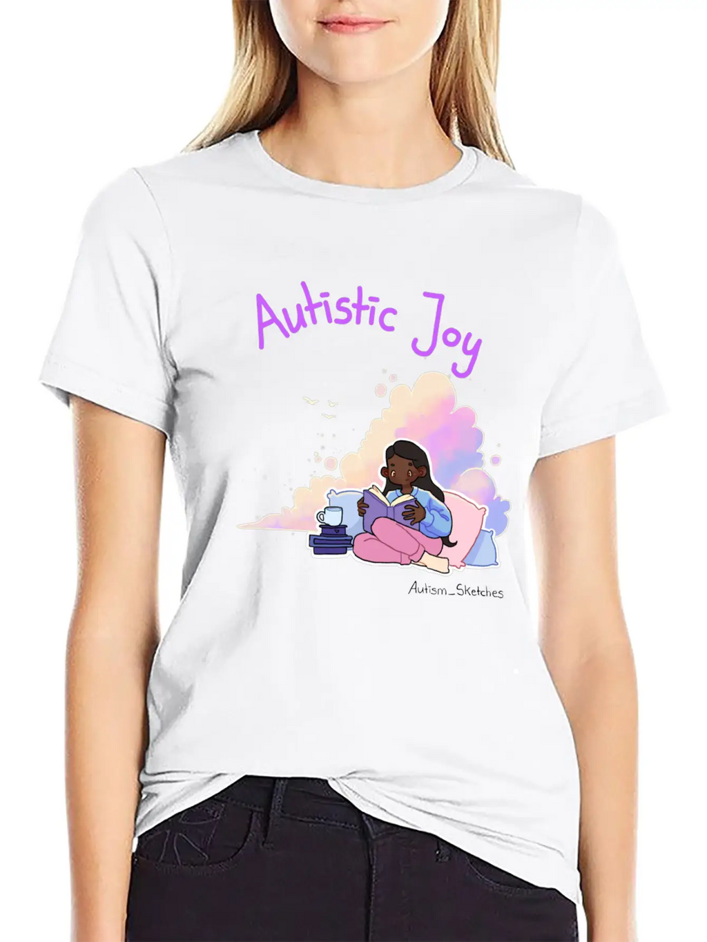 Autistic Joy Clouds Illustration Stylish Everyday T-Shirt – Unisex Basic Cotton Tee