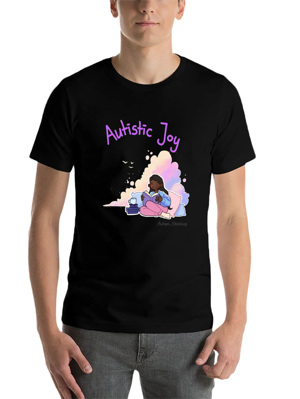 Autistic Joy Clouds Illustration Stylish Everyday T-Shirt – Unisex Basic Cotton Tee