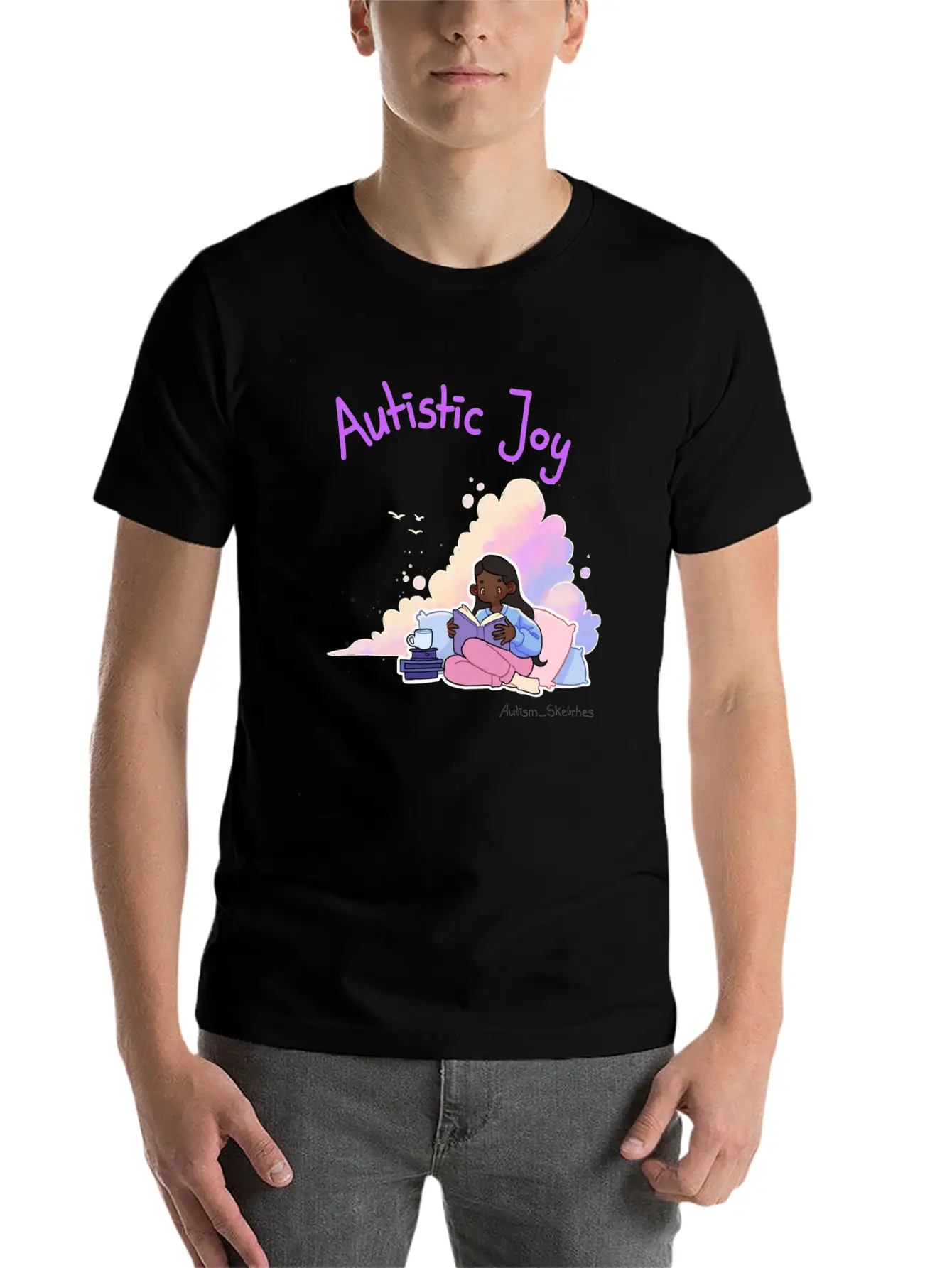 Autistic Joy Clouds Illustration Stylish Everyday T-Shirt – Unisex Basic Cotton Tee