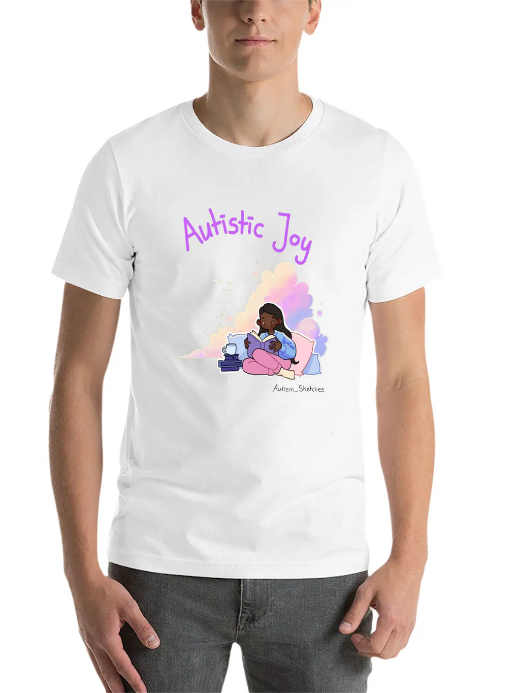 Autistic Joy Clouds Illustration Stylish Everyday T-Shirt – Unisex Basic Cotton Tee